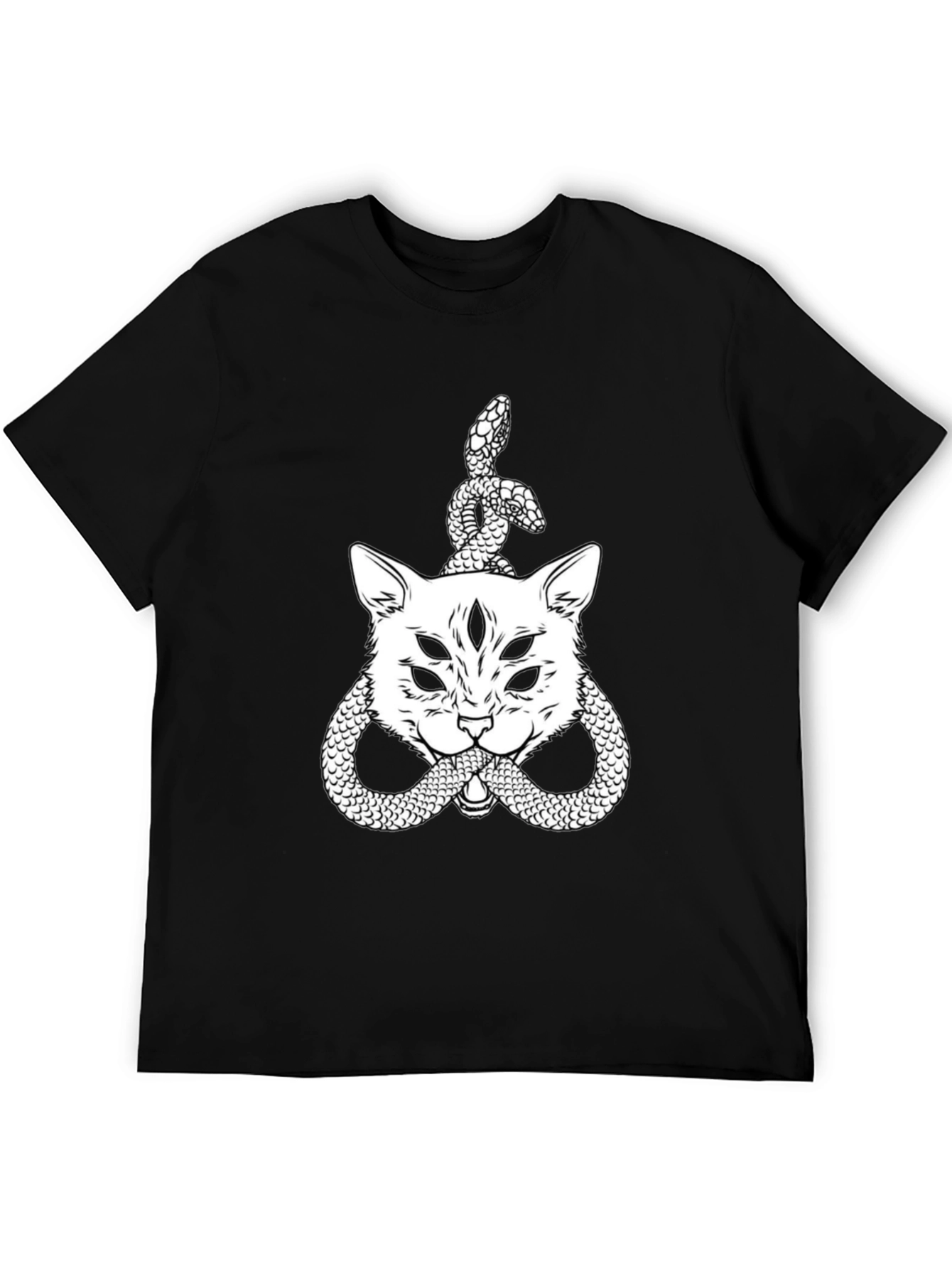 Mystic Cat & Snake Graphic Tee - Black