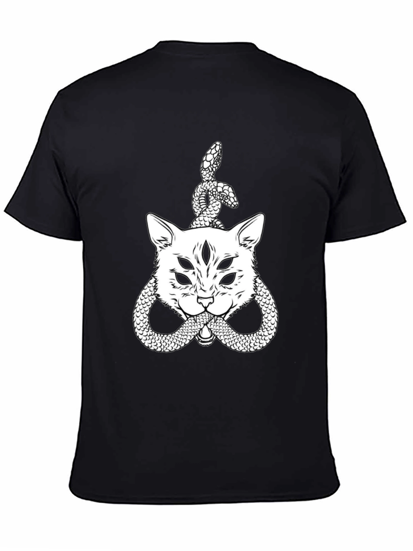 Mystic Cat & Snake Graphic Tee - Black