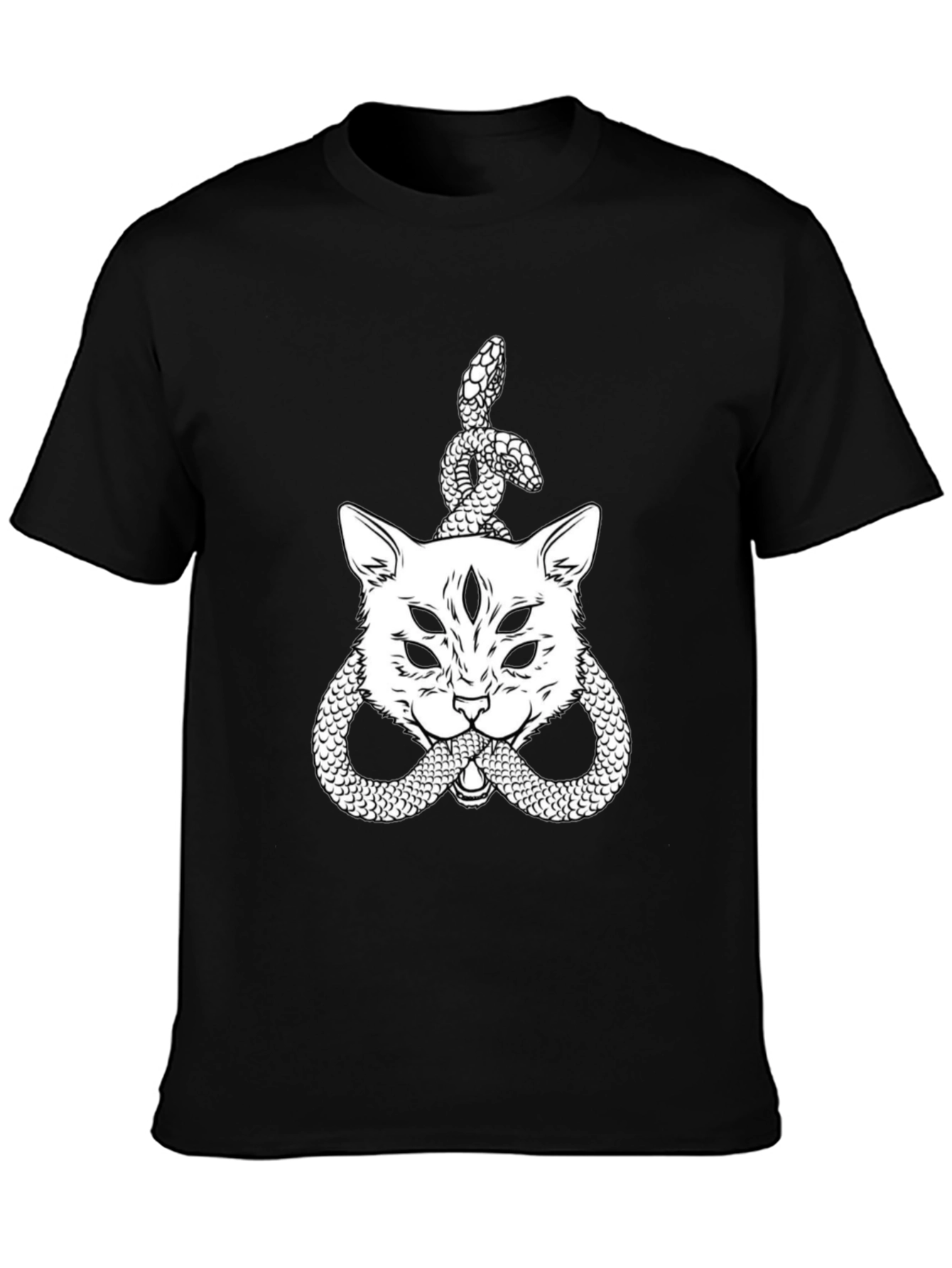 Mystic Cat & Snake Graphic Tee - Black