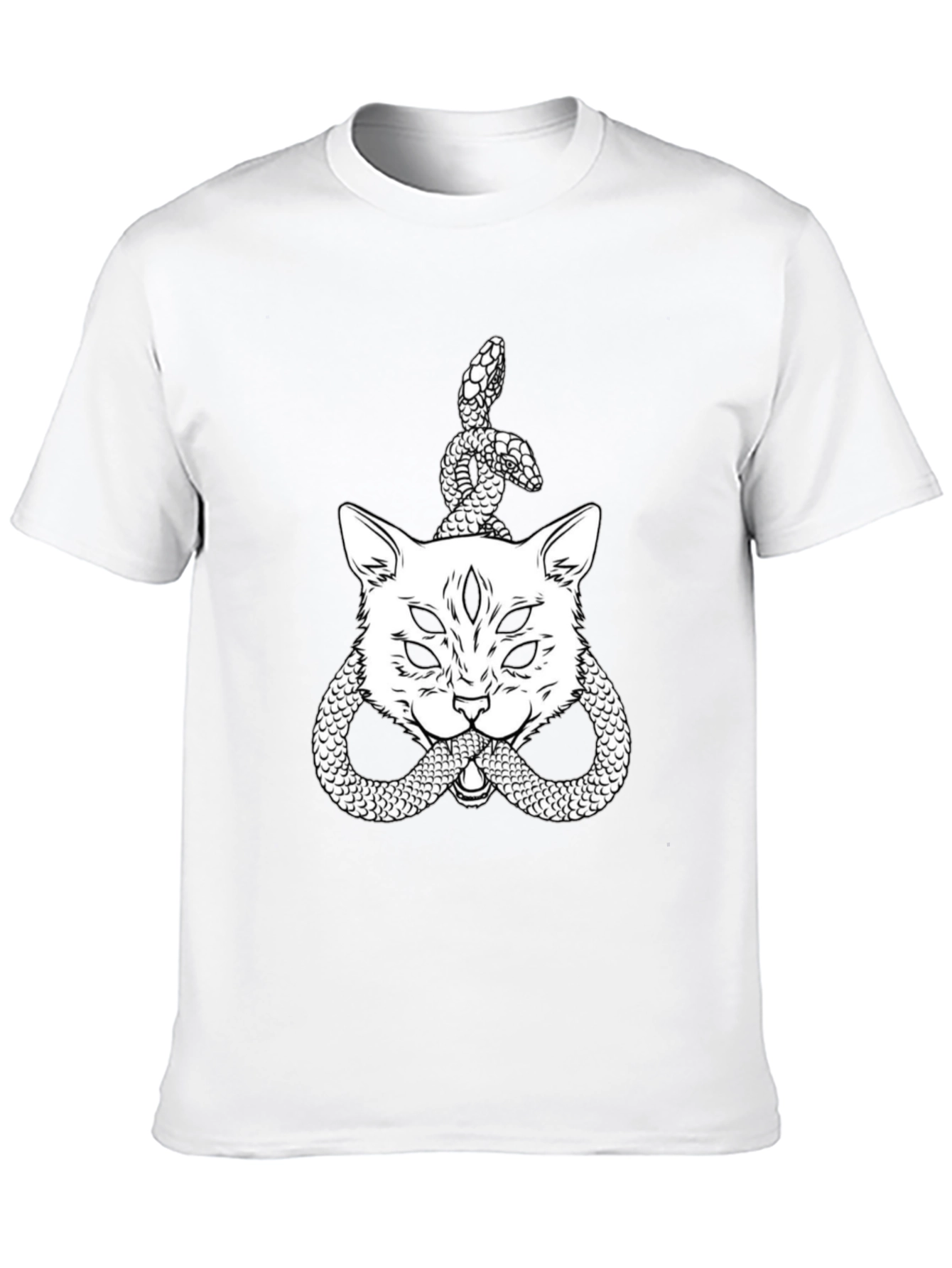Mystic Cat & Snake Graphic Tee - Black