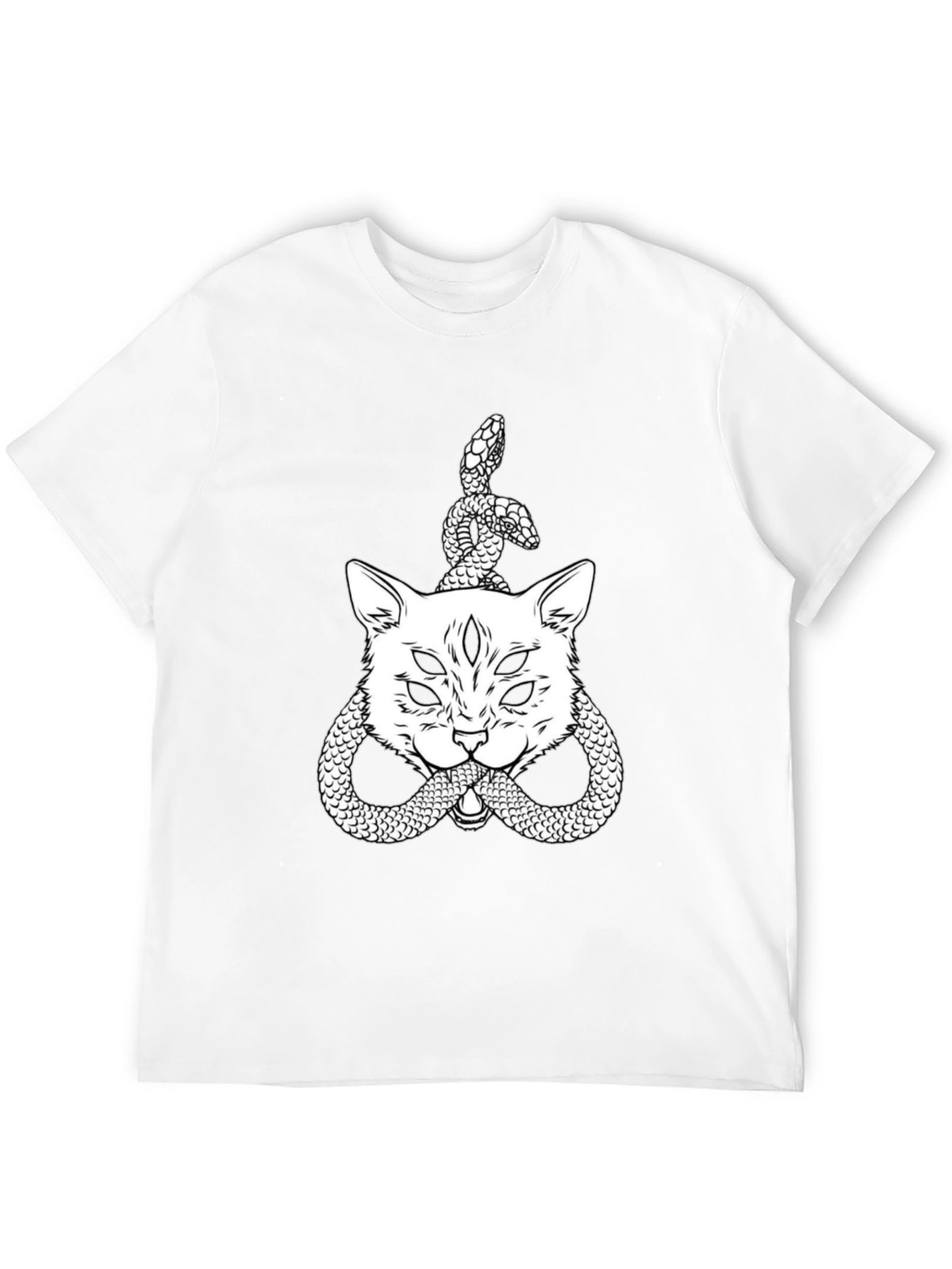 Mystic Cat & Snake Graphic Tee - Black
