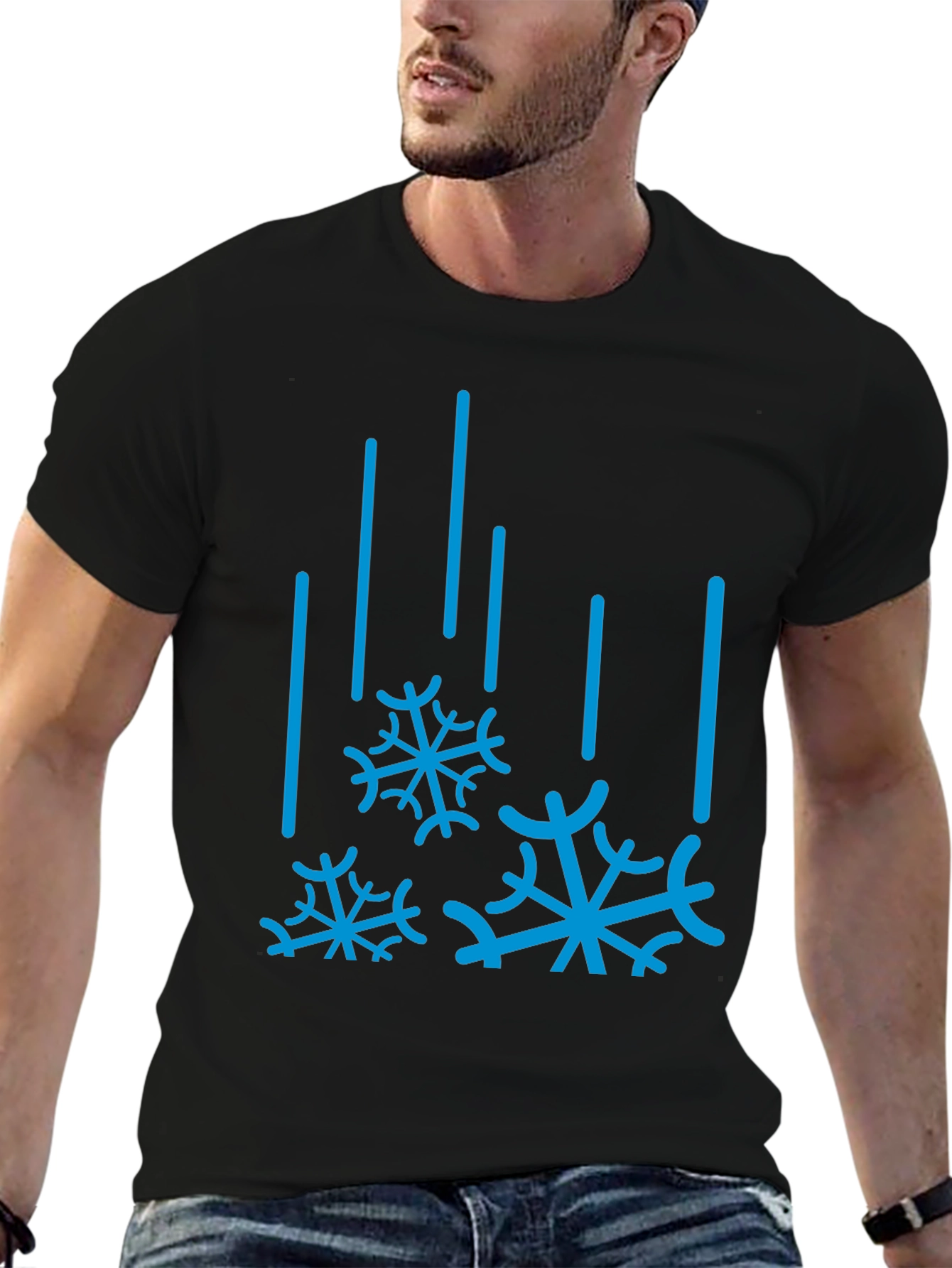 Winter Snowflake Graphic Tee - Black