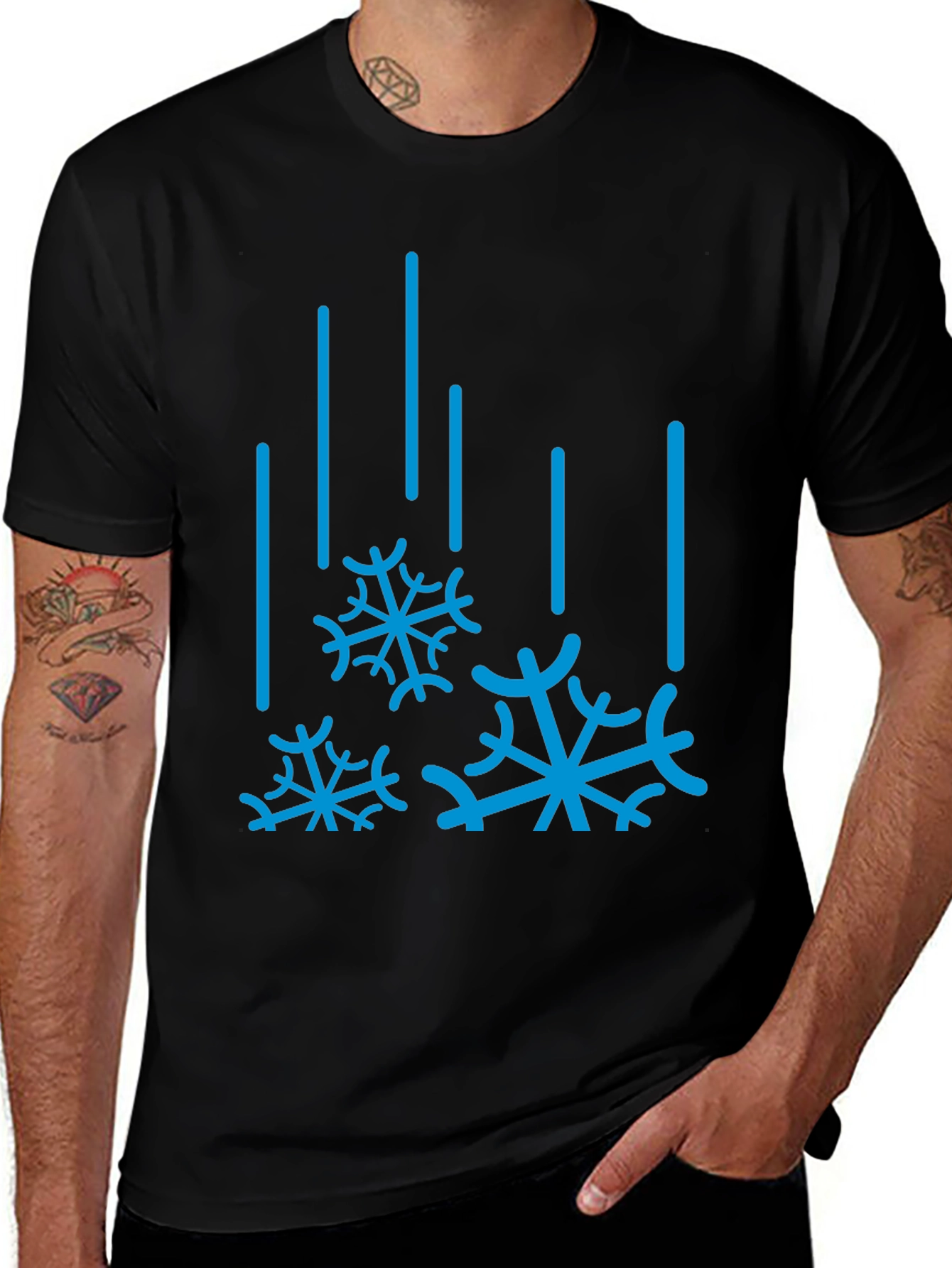 Winter Snowflake Graphic Tee - Black