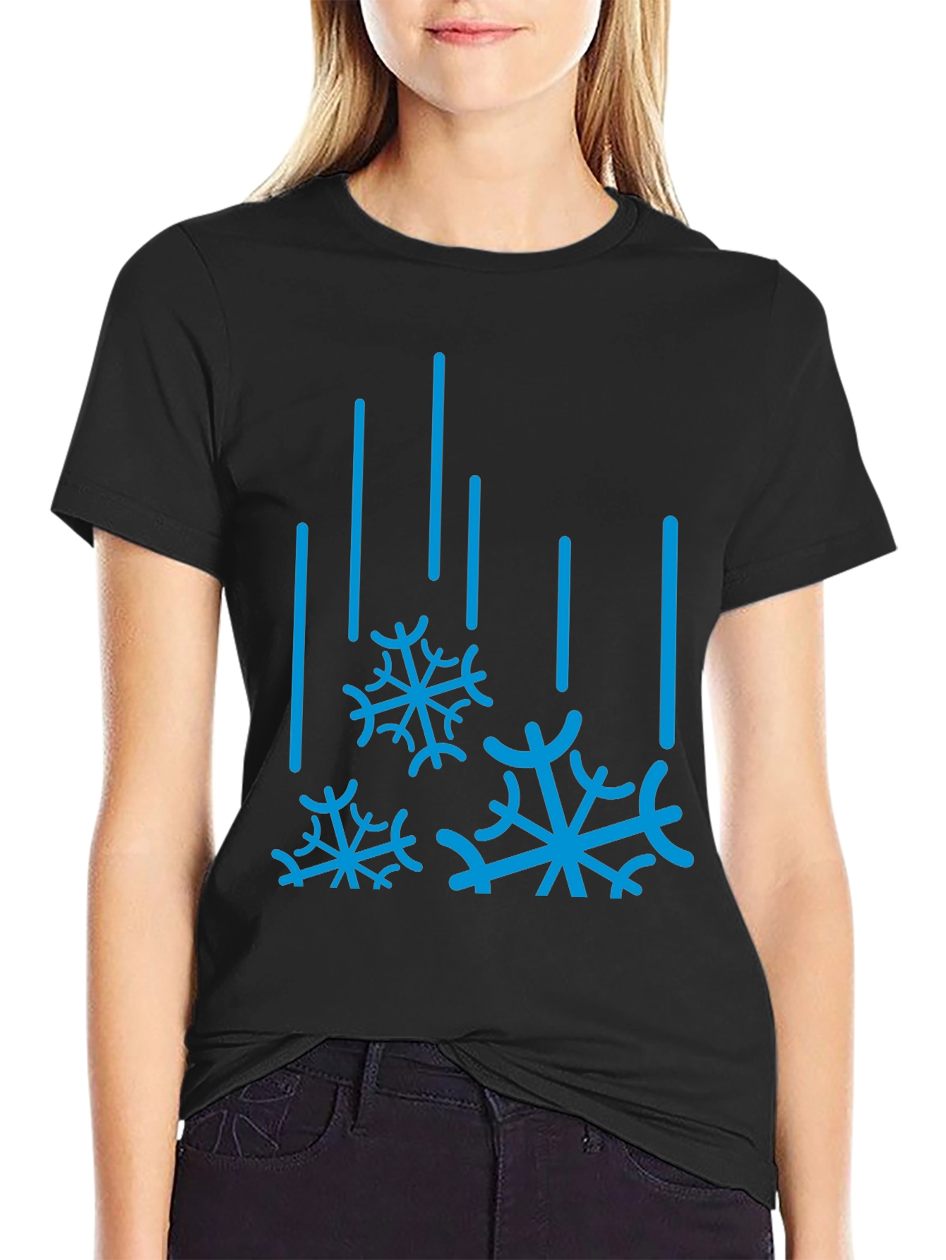 Winter Snowflake Graphic Tee - Black