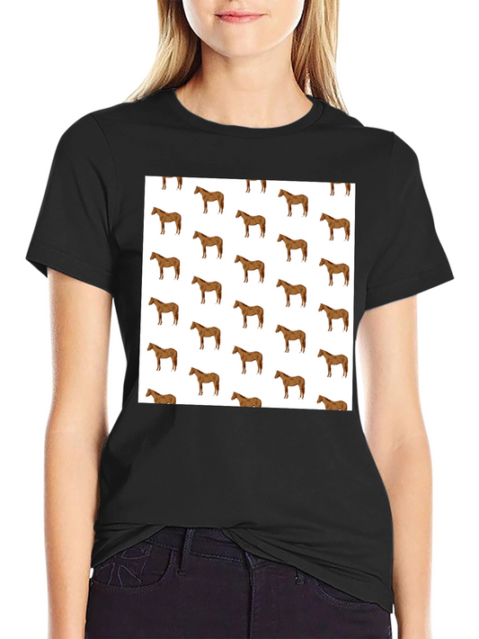 Horse Patterned Tee - Stylish Graphic T-Shirt