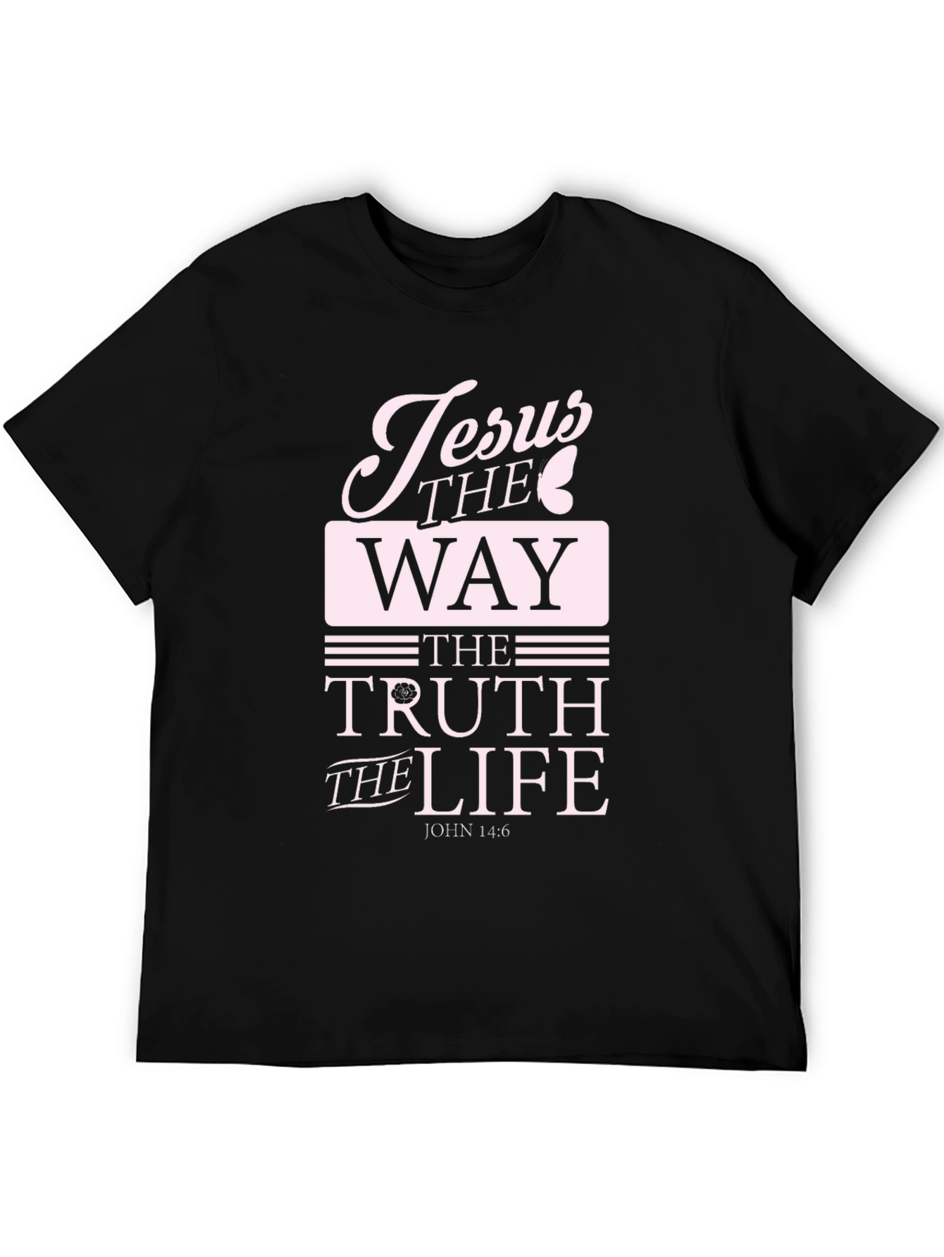 Jesus The Way Truth Life Black Graphic T-Shirt
