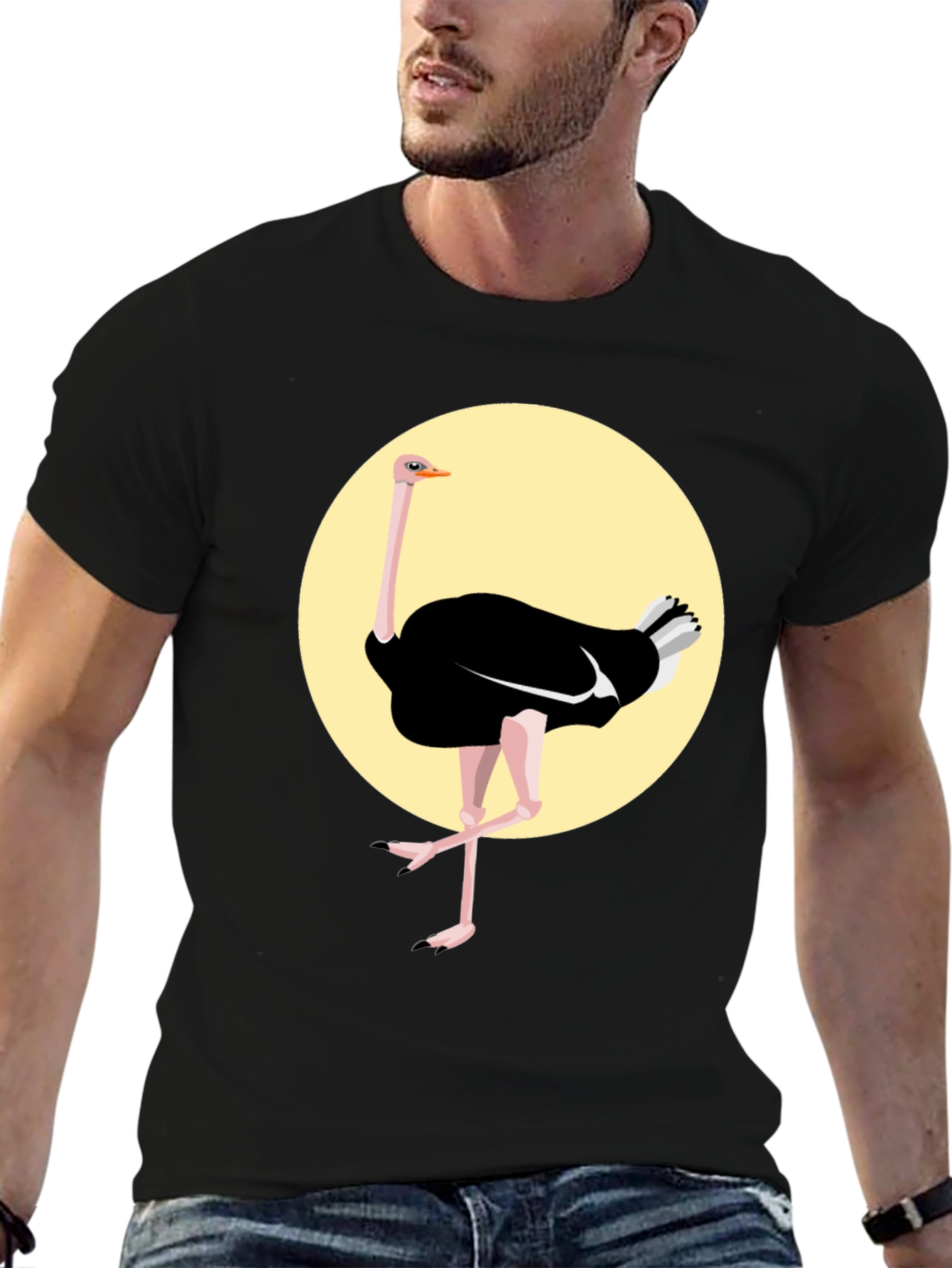 Ostrich Graphic Tee - Black Unisex Shirt