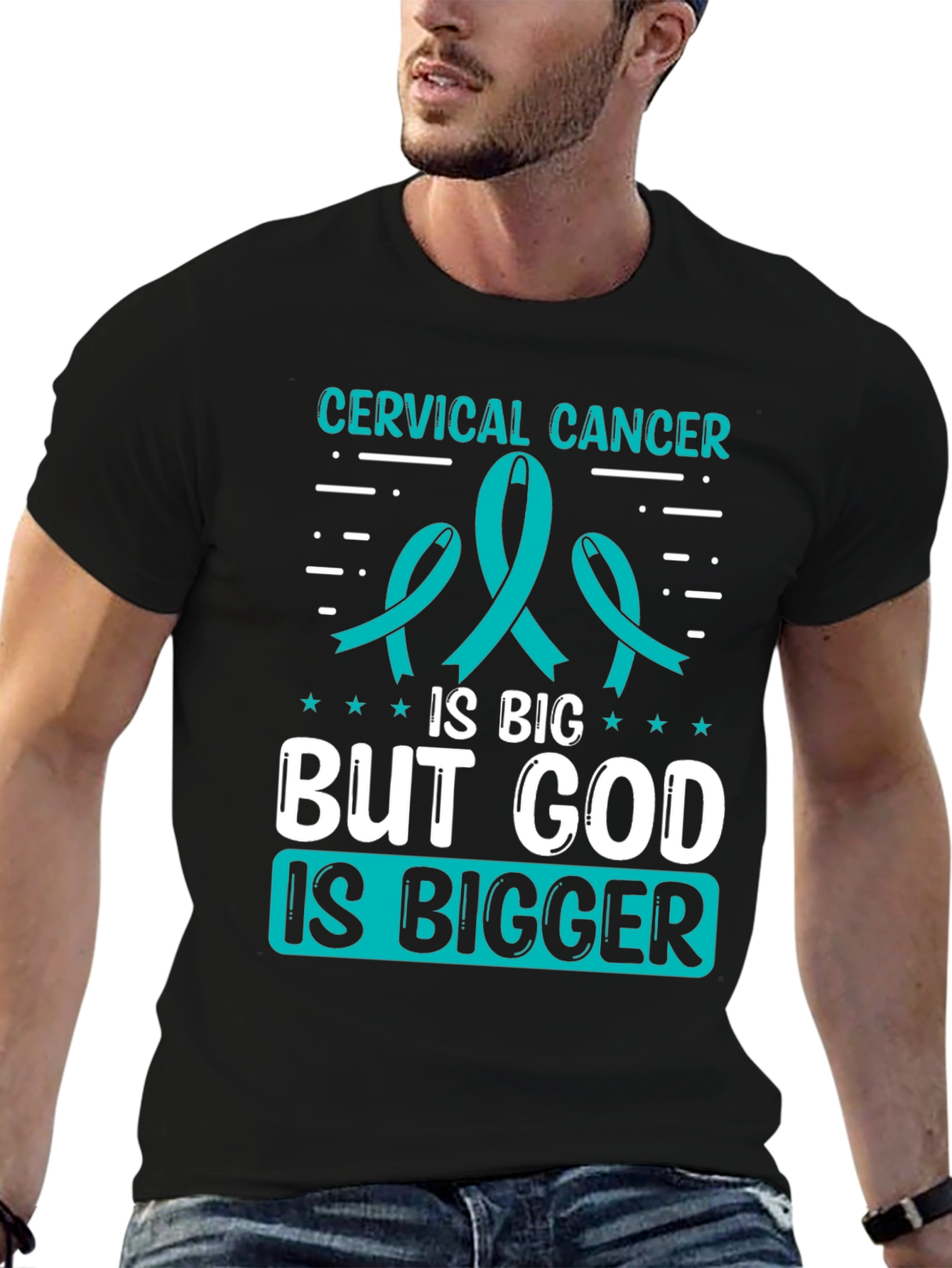 Cervical Cancer Awareness T-Shirt - God is Bigger