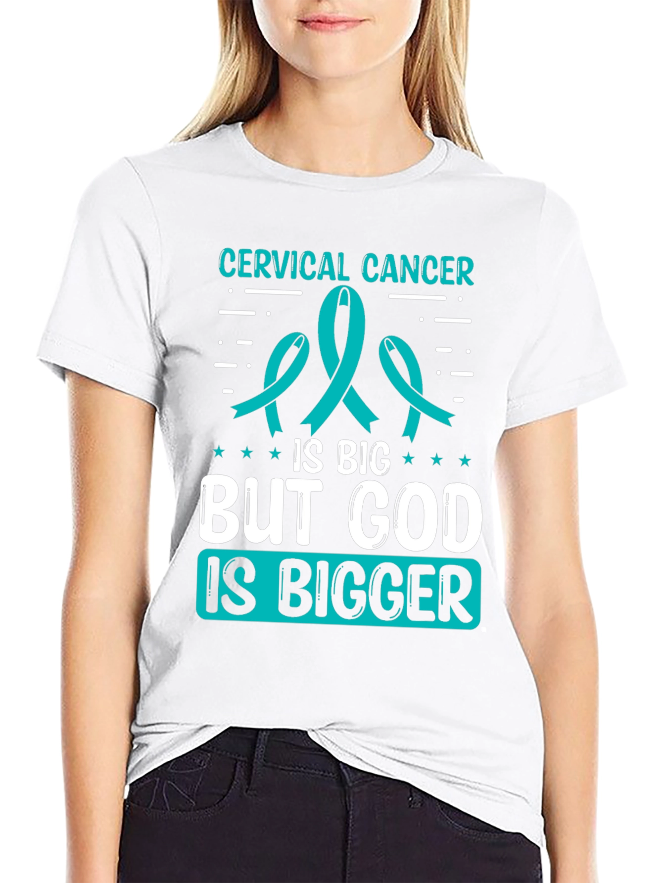 Cervical Cancer Awareness T-Shirt - God is Bigger