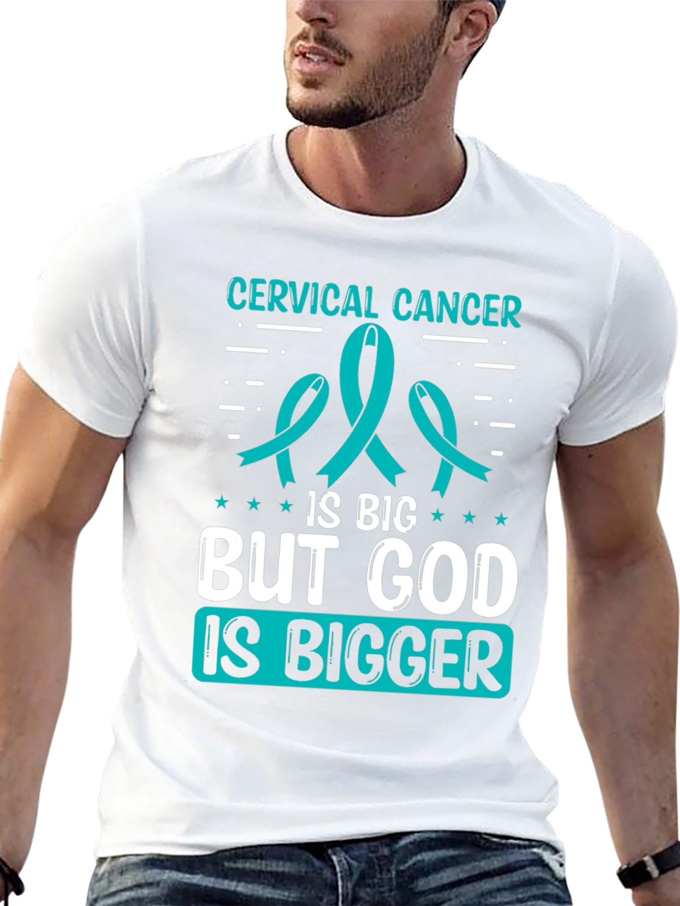 Cervical Cancer Awareness T-Shirt - God is Bigger