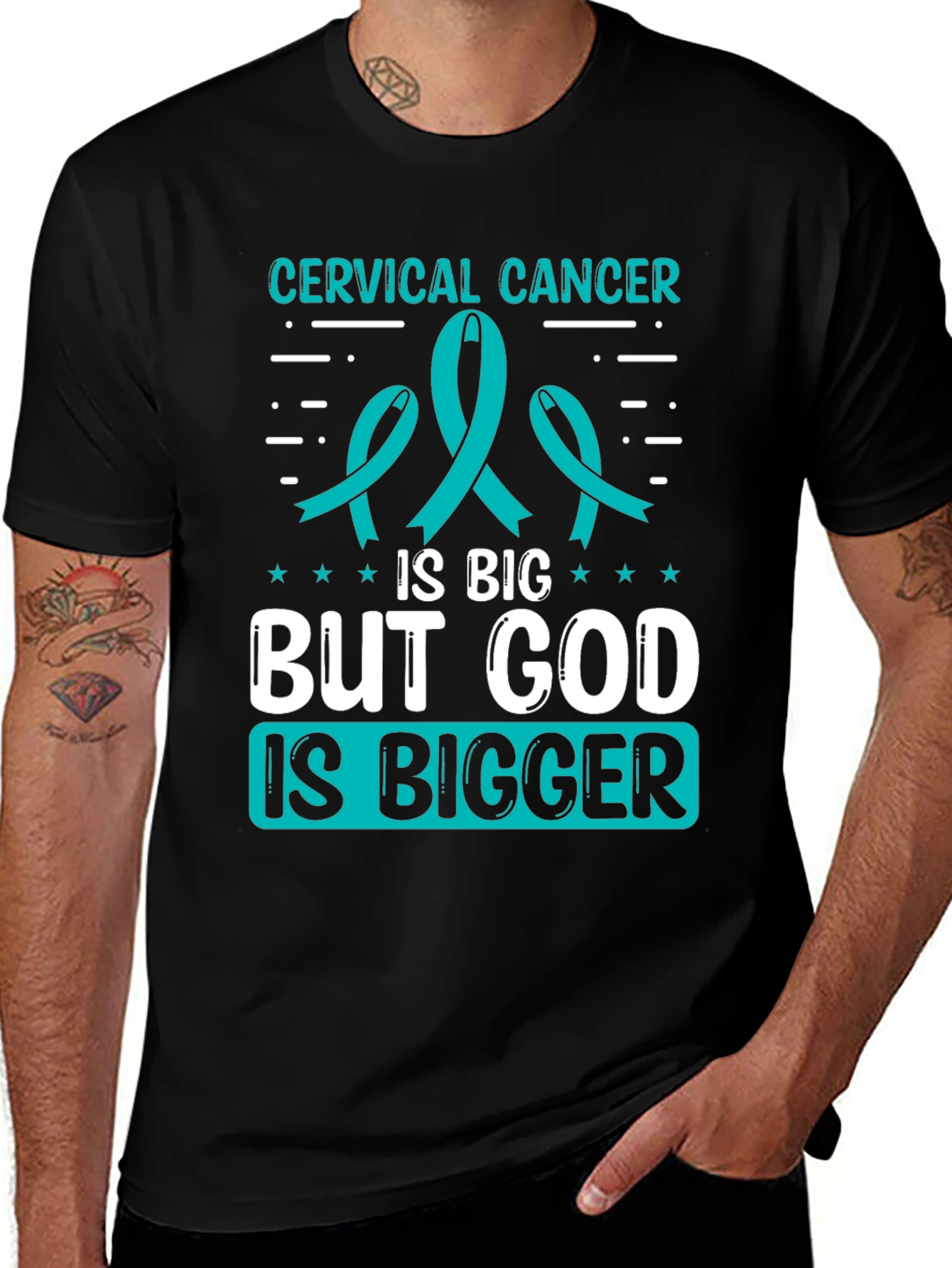 Cervical Cancer Awareness T-Shirt - God is Bigger