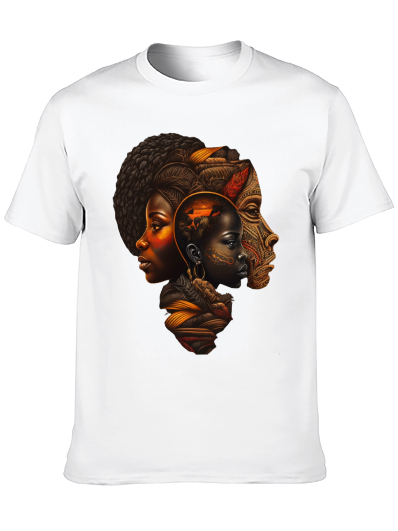Afrocentric Art Print Black T-Shirt