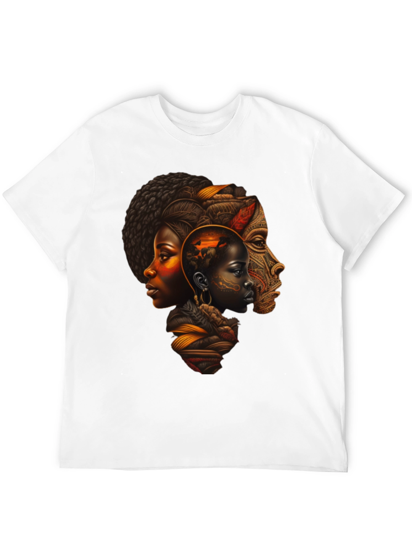 Afrocentric Art Print Black T-Shirt