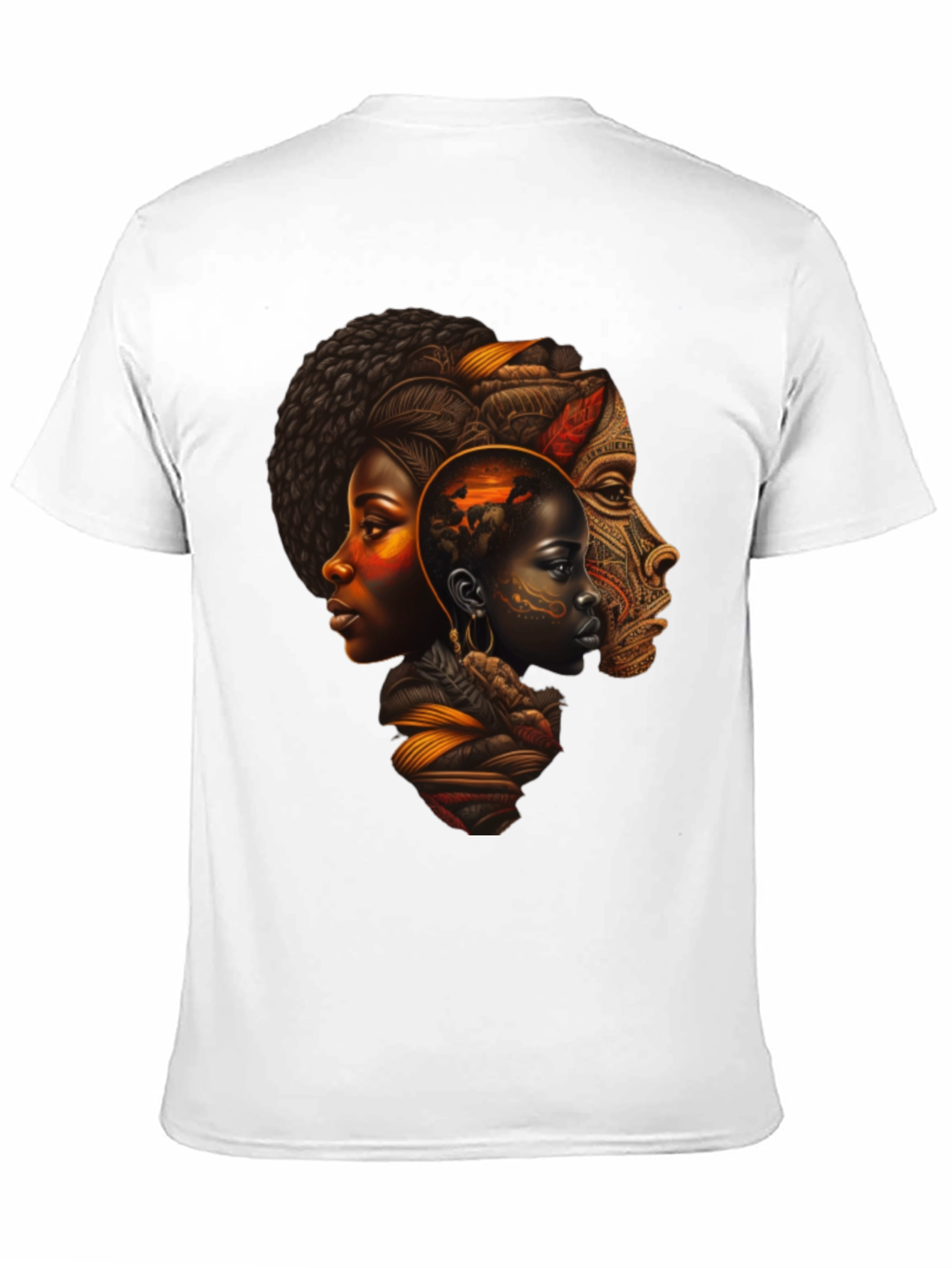 Afrocentric Art Print Black T-Shirt