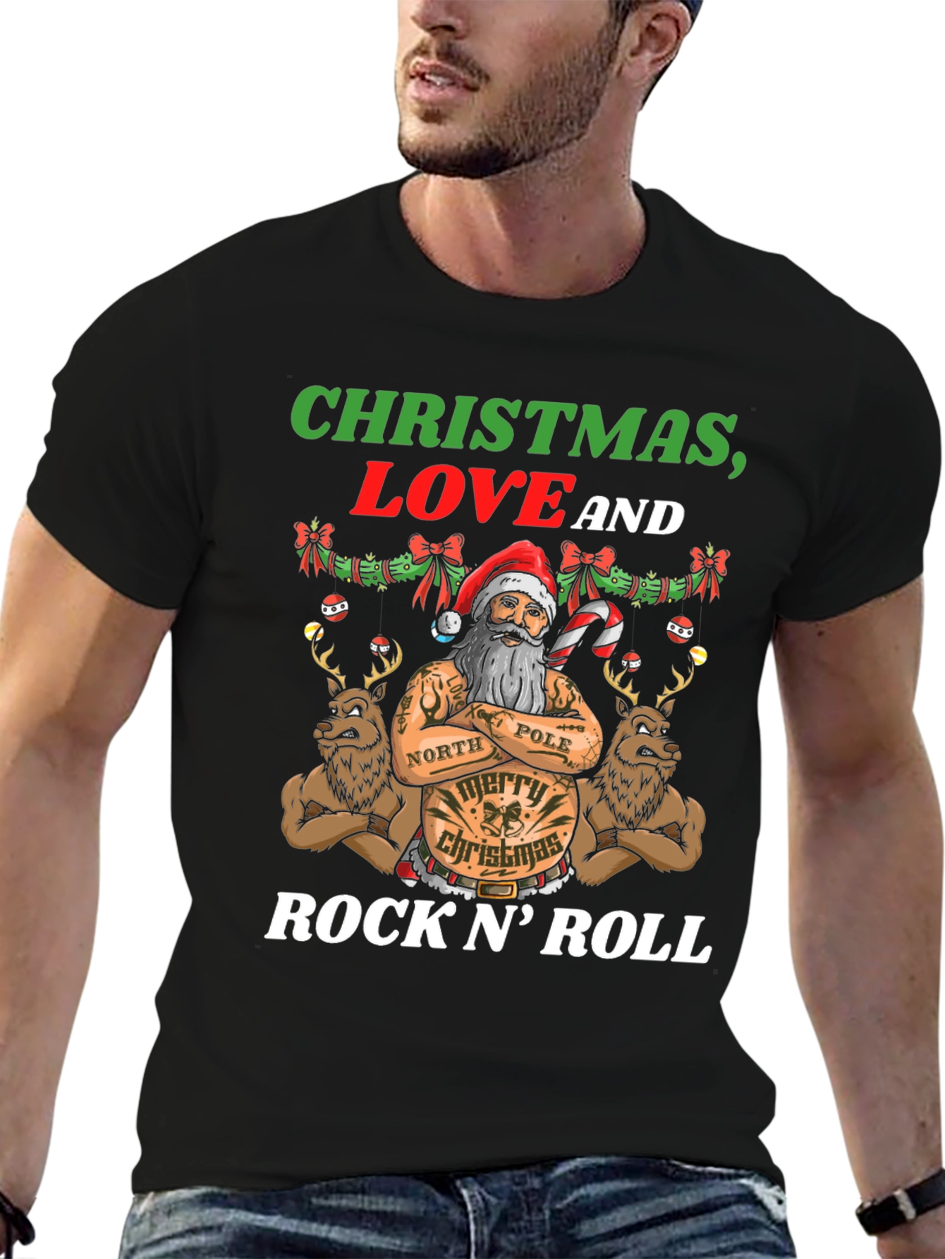 Christmas Love & Rock N Roll Graphic Tee