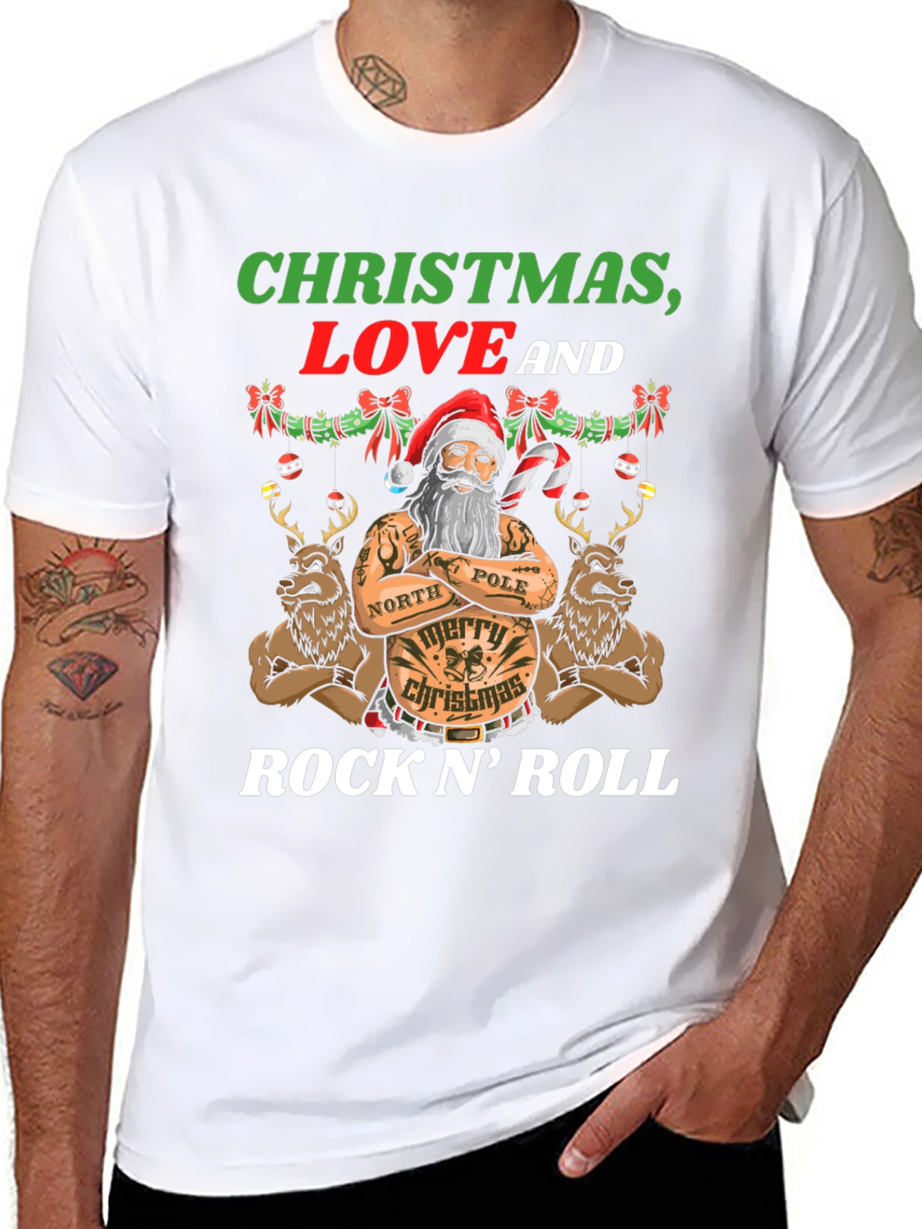Christmas Love & Rock N Roll Graphic Tee