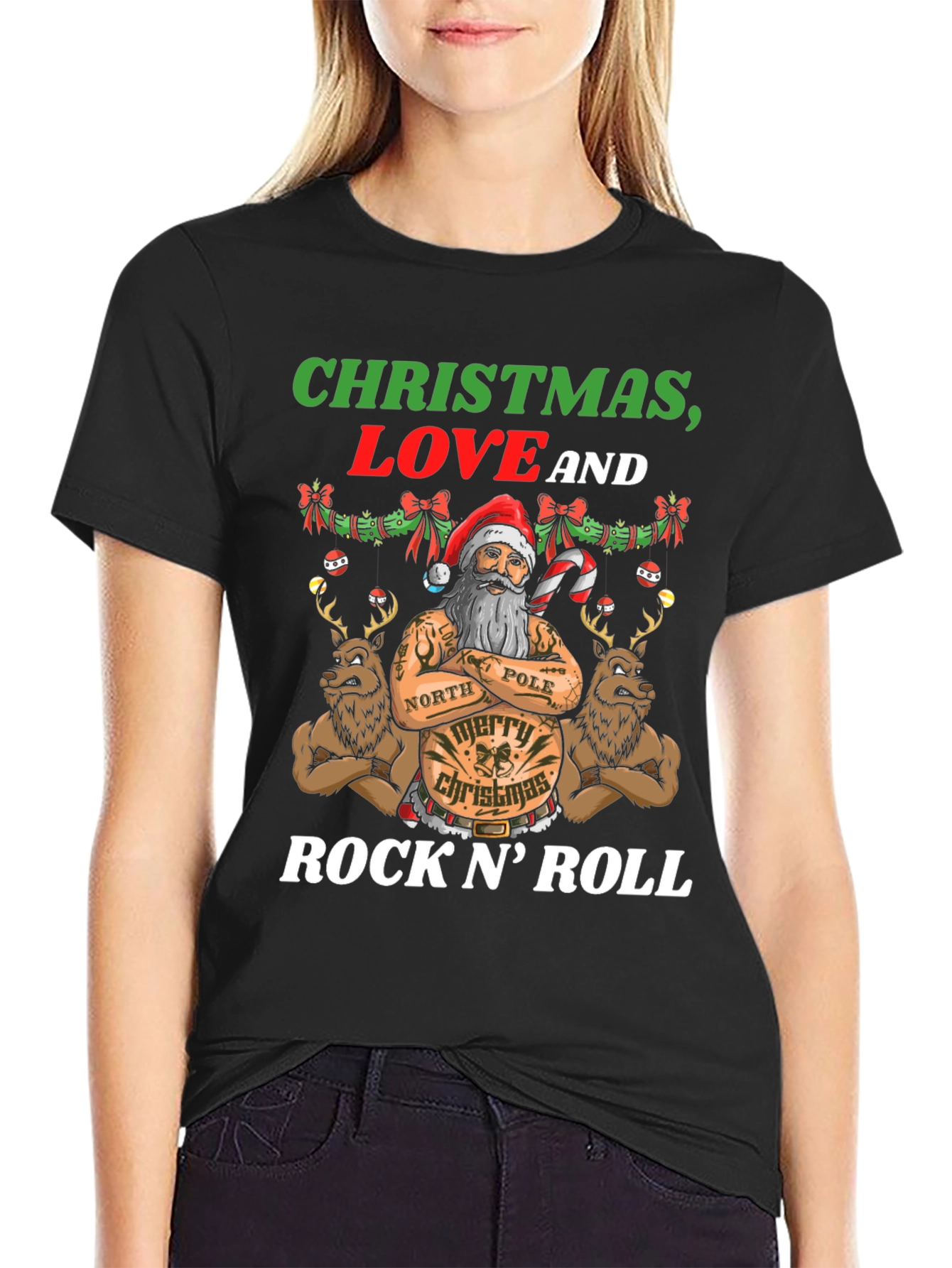 Christmas Love & Rock N Roll Graphic Tee
