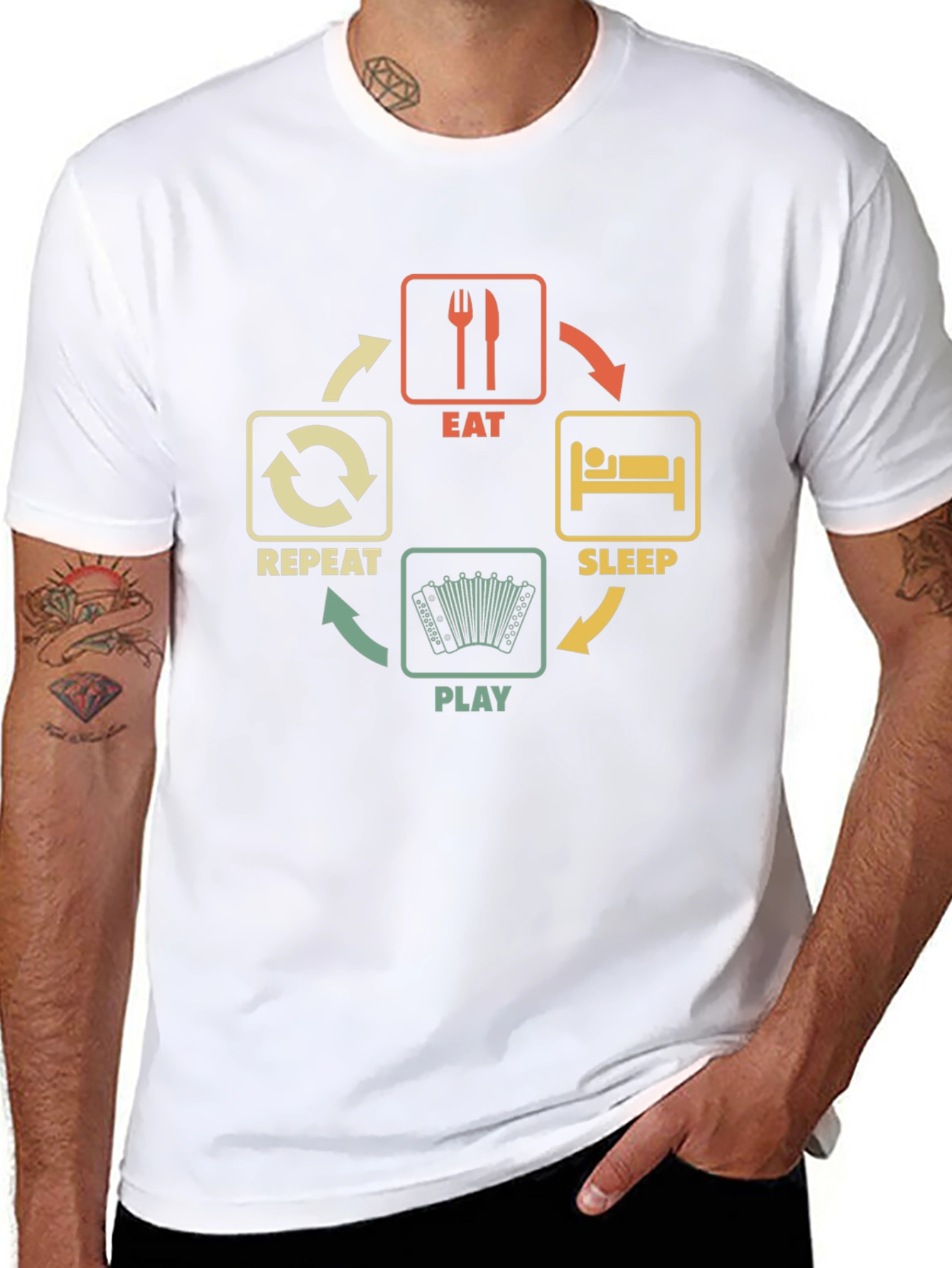 Eat Sleep Play Accordion Black T-Shirt