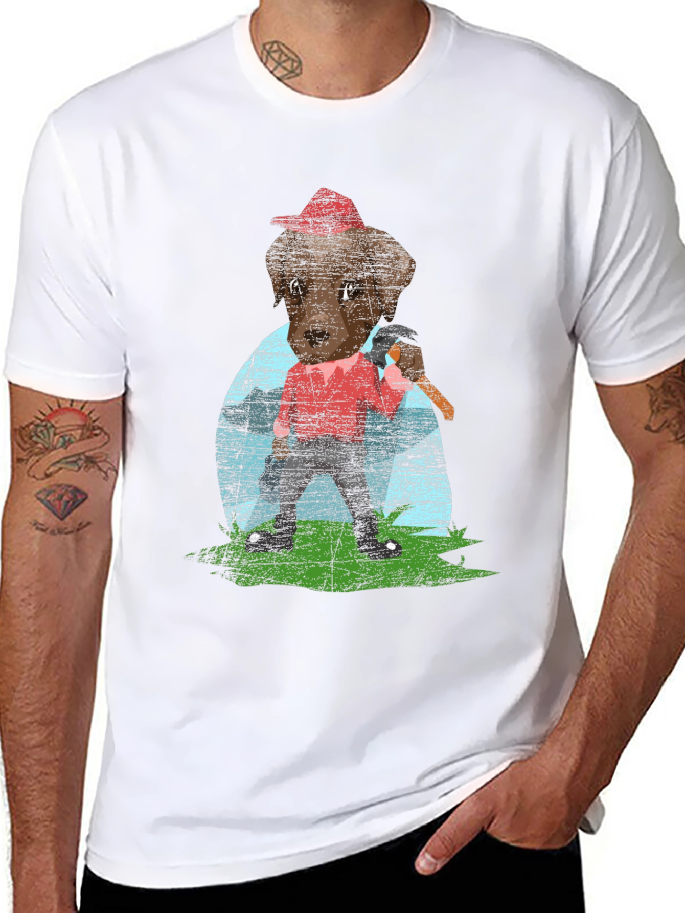 Lumberjack Dog Graphic T-Shirt