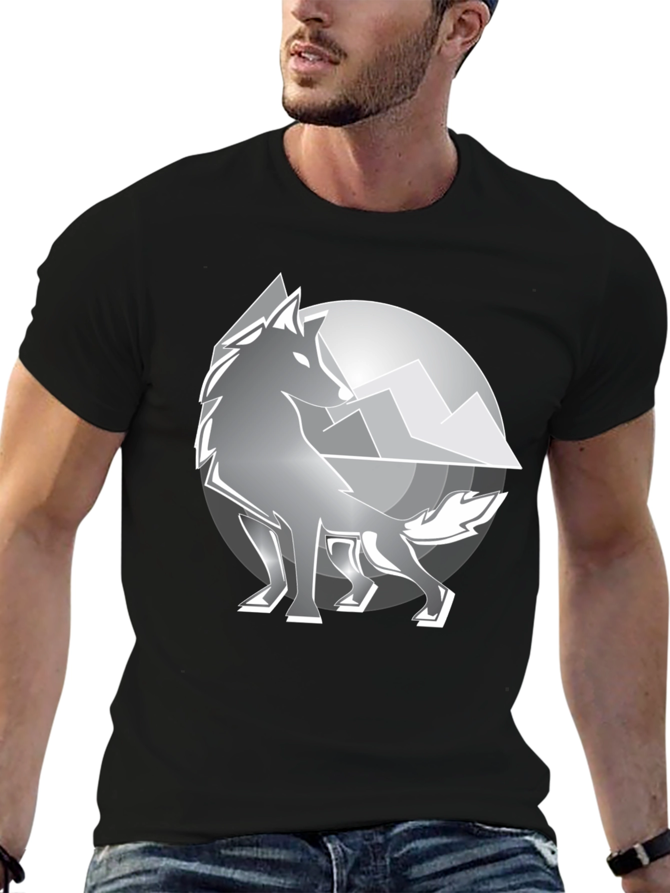 Wolf Mountain Graphic T-Shirt - Black