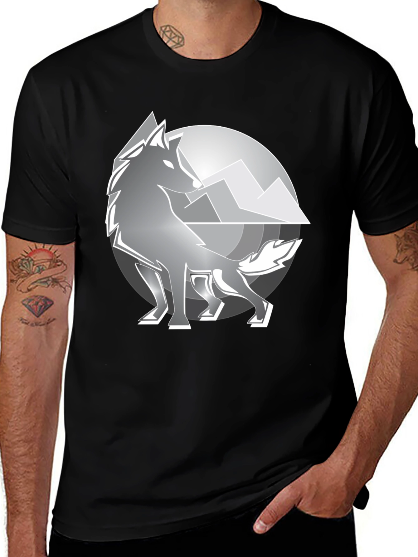 Wolf Mountain Graphic T-Shirt - Black