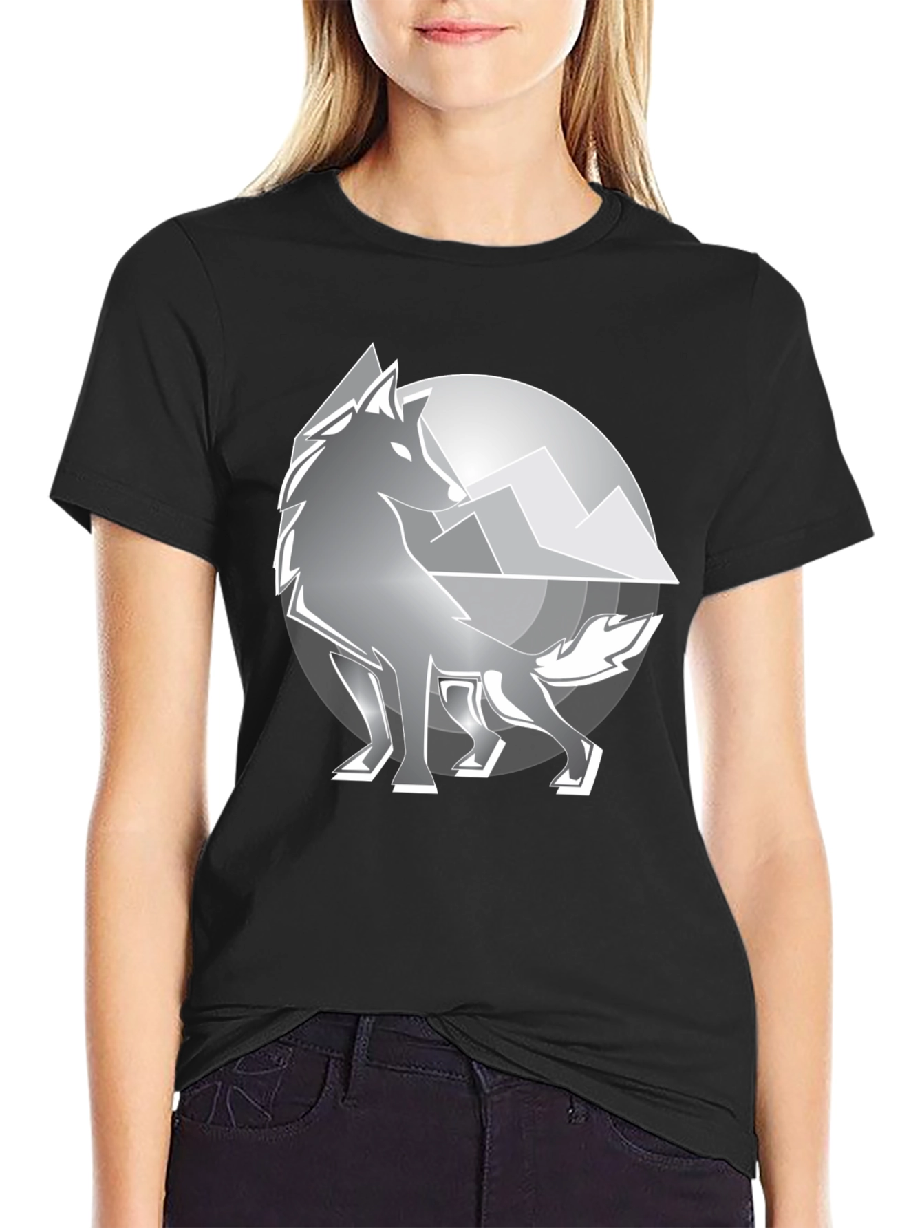 Wolf Mountain Graphic T-Shirt - Black