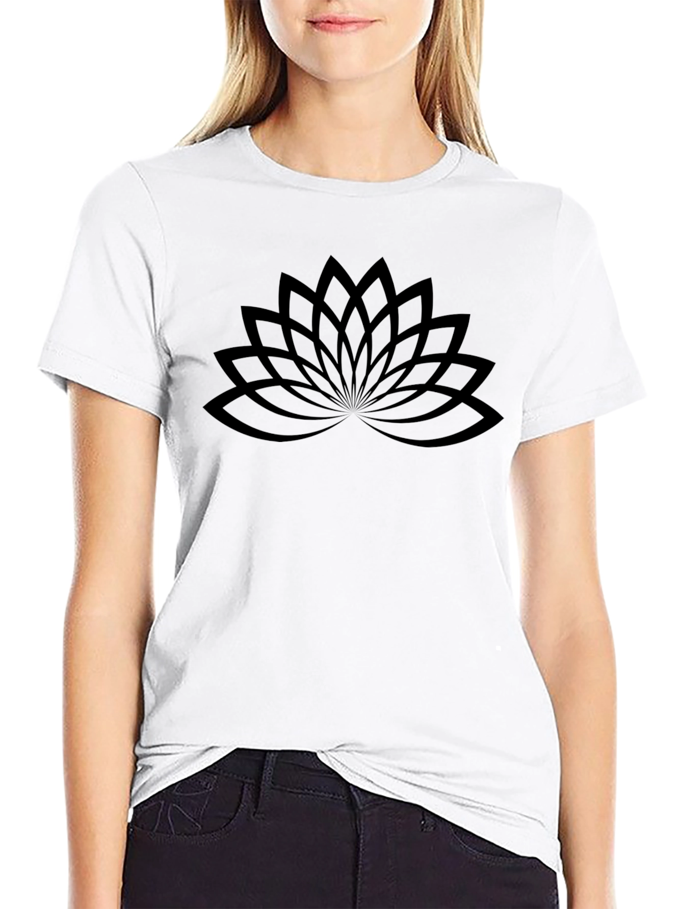 Lotus Flower Graphic T-Shirt - Black