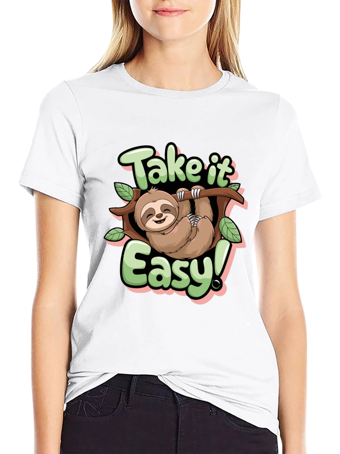 Take it Easy Sloth Graphic Tee - Relaxed Fit