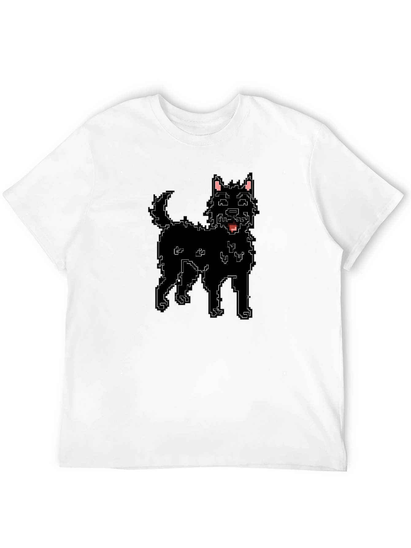 Pixel Dog Black T-Shirt - Retro Style