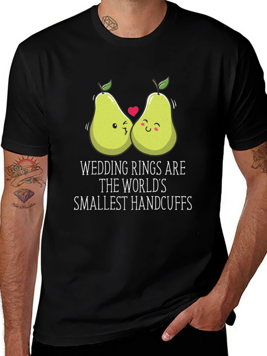 Funny Wedding Rings Handcuffs Graphic T-Shirt
