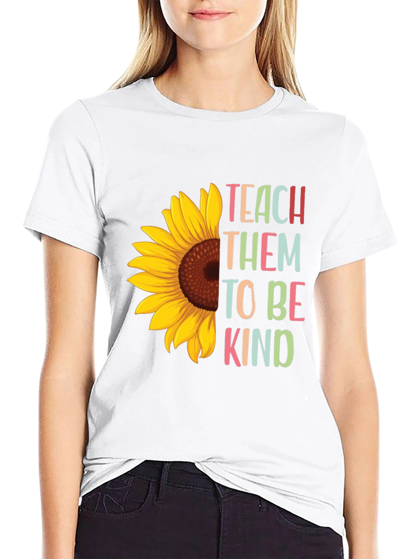 Teach Them to be Kind Sunflower Graphic Tee