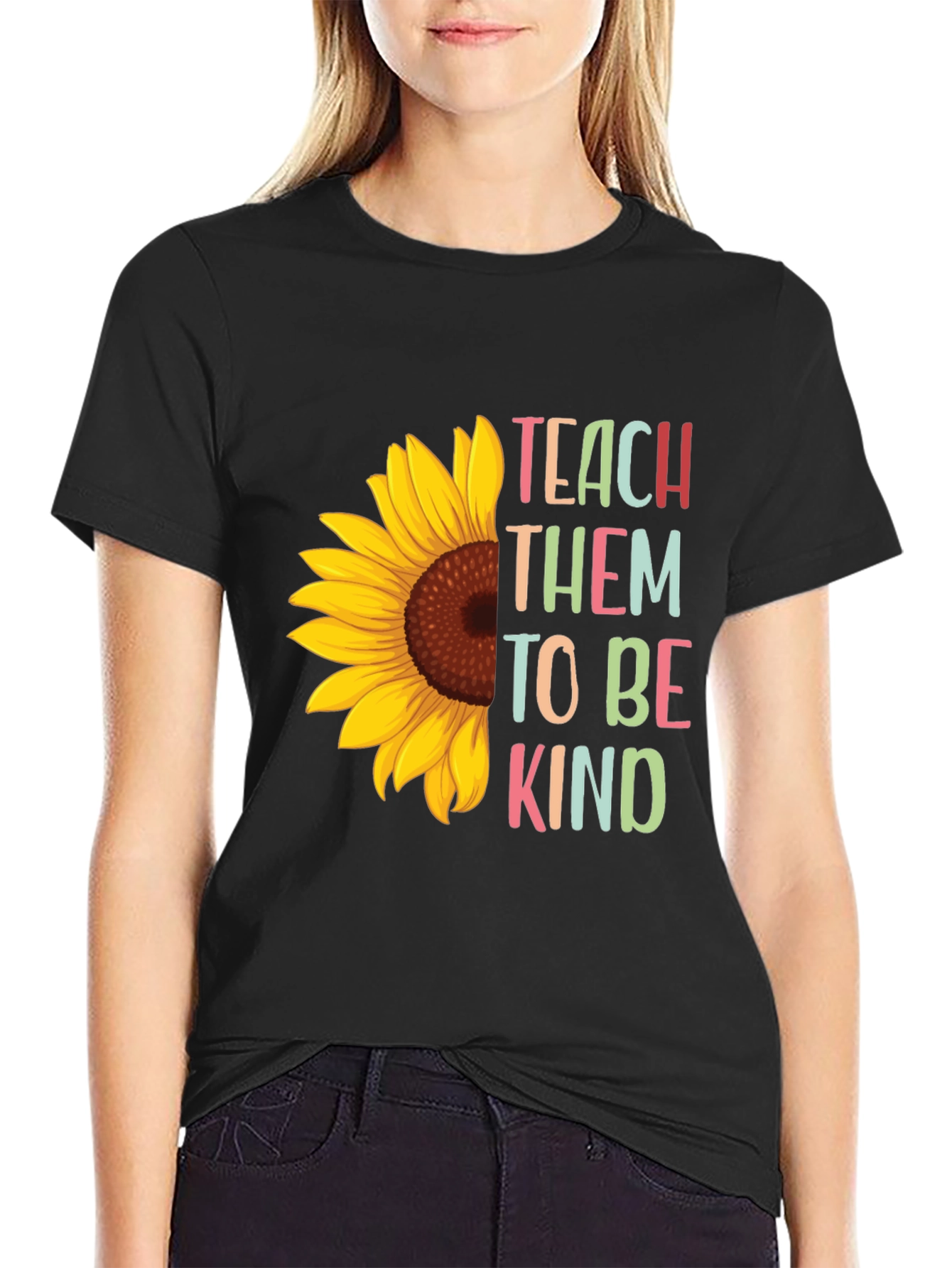 Teach Them to be Kind Sunflower Graphic Tee