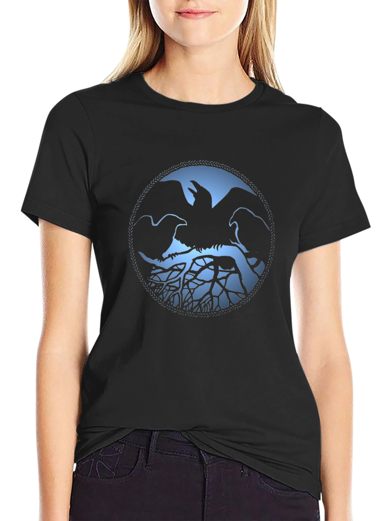 Raven Circle Graphic Tee - Mens Black T-Shirt
