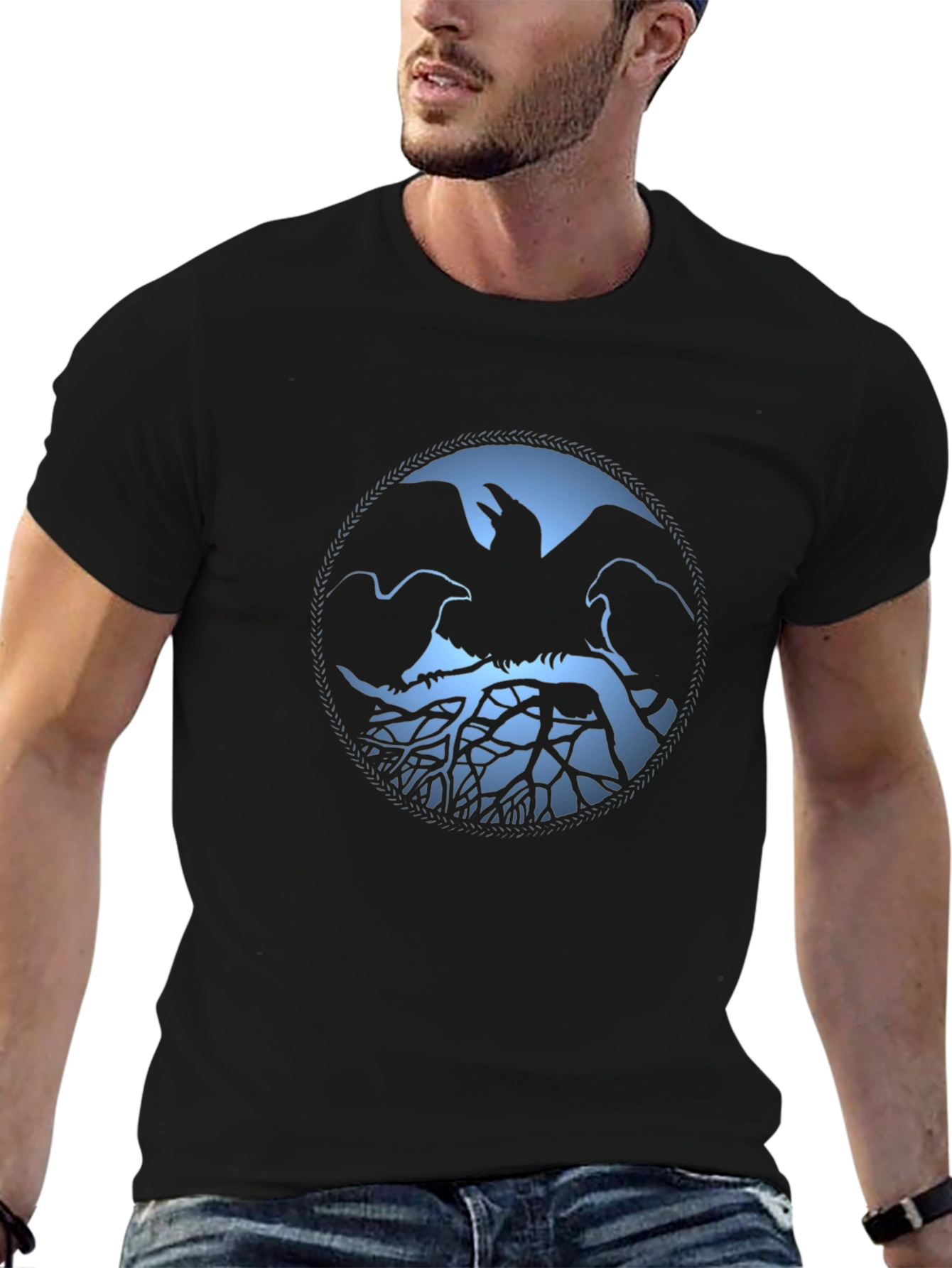 Raven Circle Graphic Tee - Mens Black T-Shirt