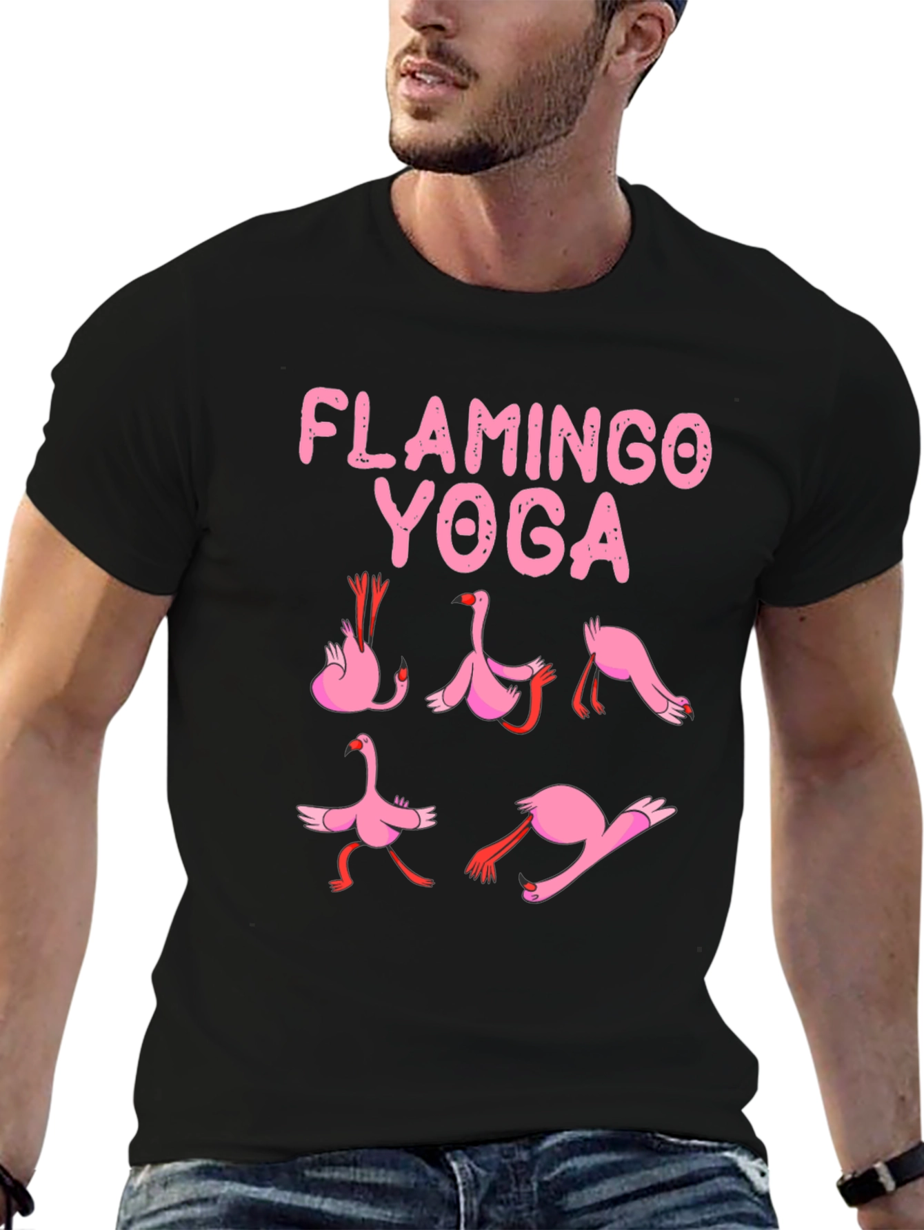 Flamingo Yoga Black T-Shirt