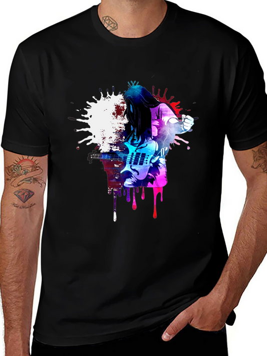 Colorful Guitar Player Graphic Tee