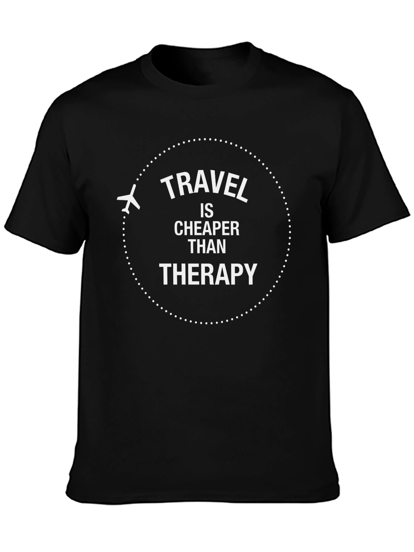 Travel Cheaper Than Therapy Black Graphic T-Shirt