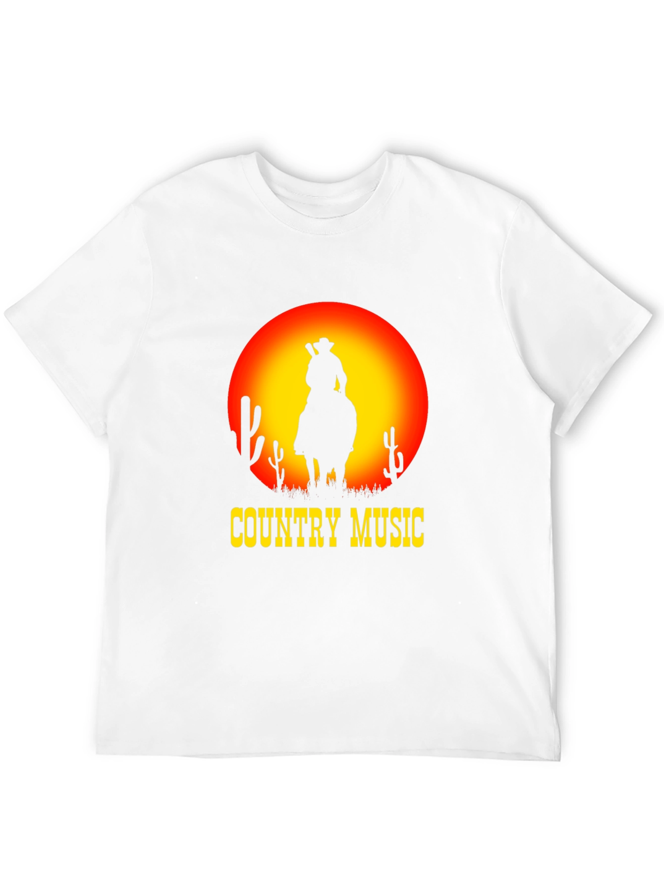 Country Music Sunset Cowboy Black T-Shirt