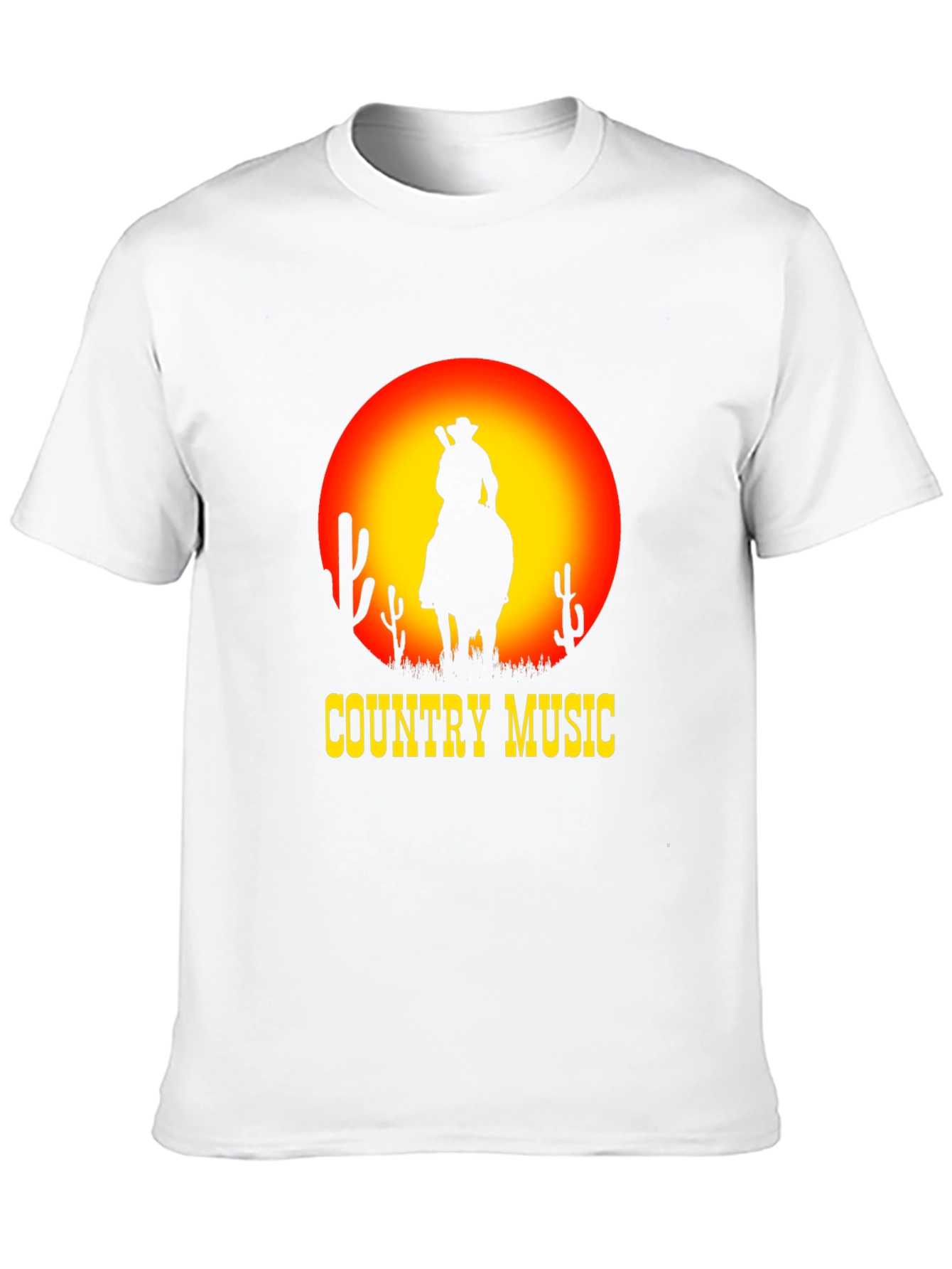 Country Music Sunset Cowboy Black T-Shirt