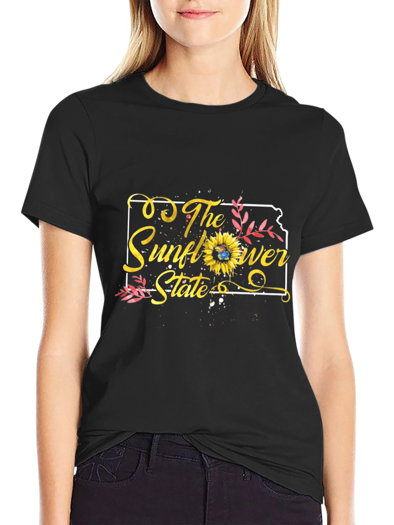 Kansas Sunflower State Black T-Shirt