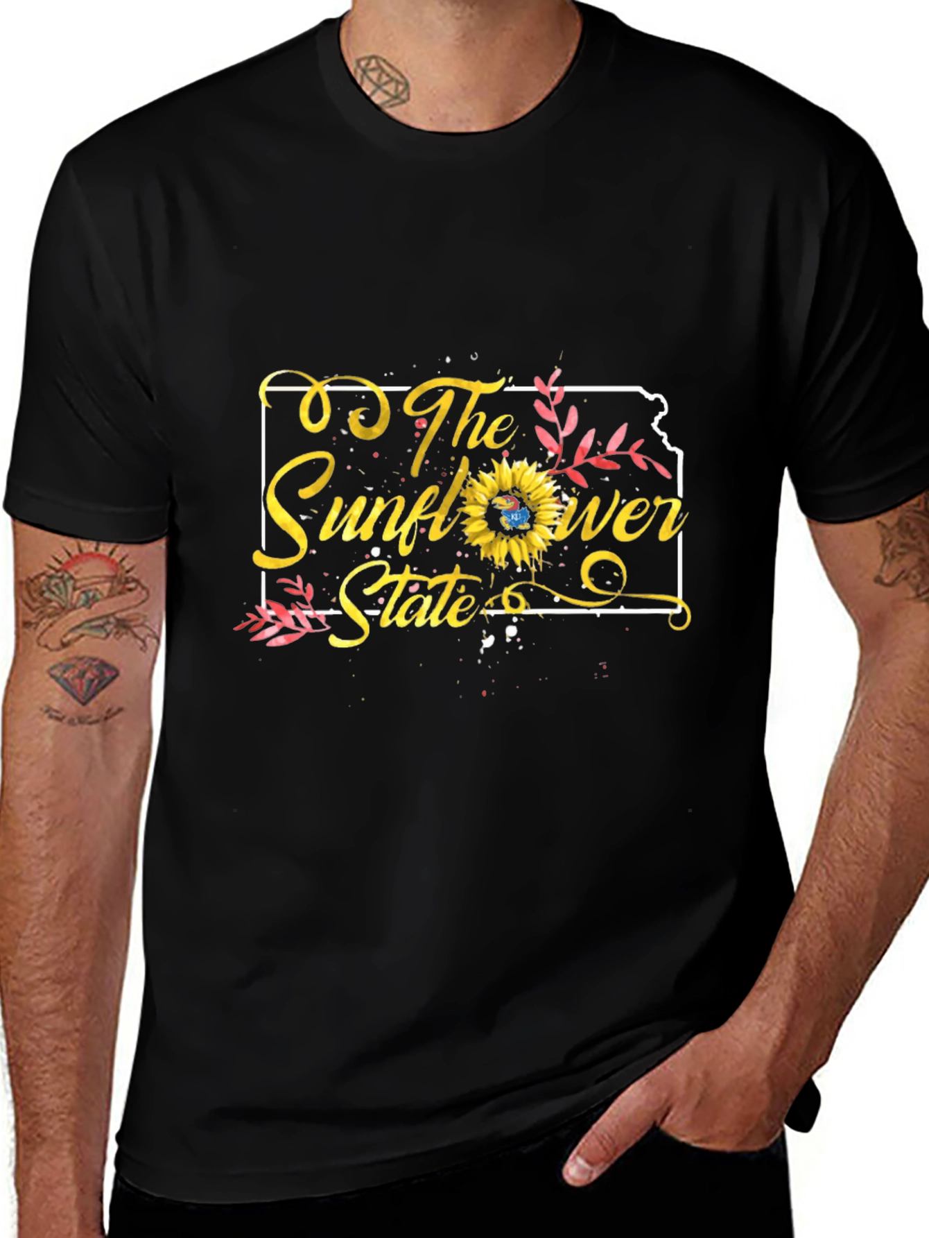 Kansas Sunflower State Black T-Shirt