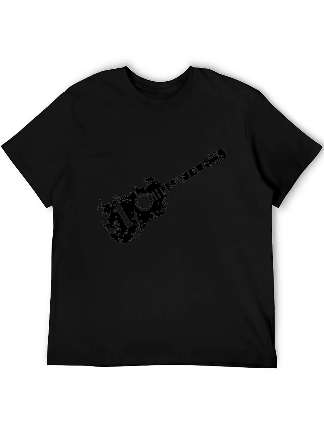 Distressed Guitar Graphic Black T-Shirt
