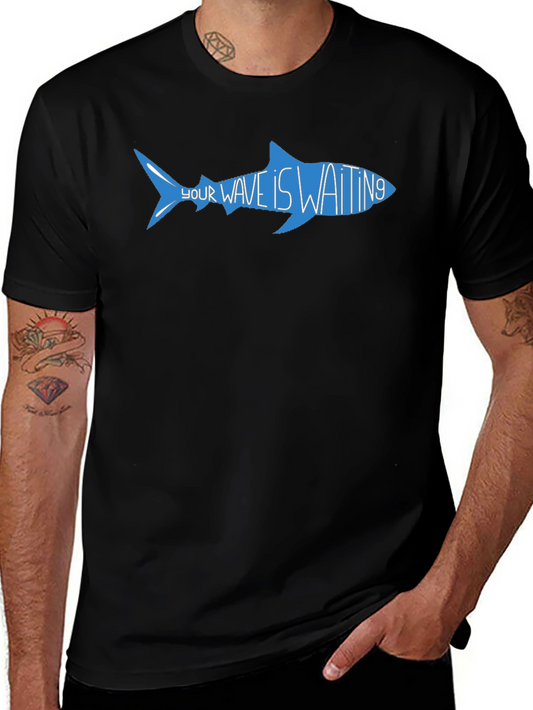 Your Wave Is Waiting Shark Graphic Tee - Black