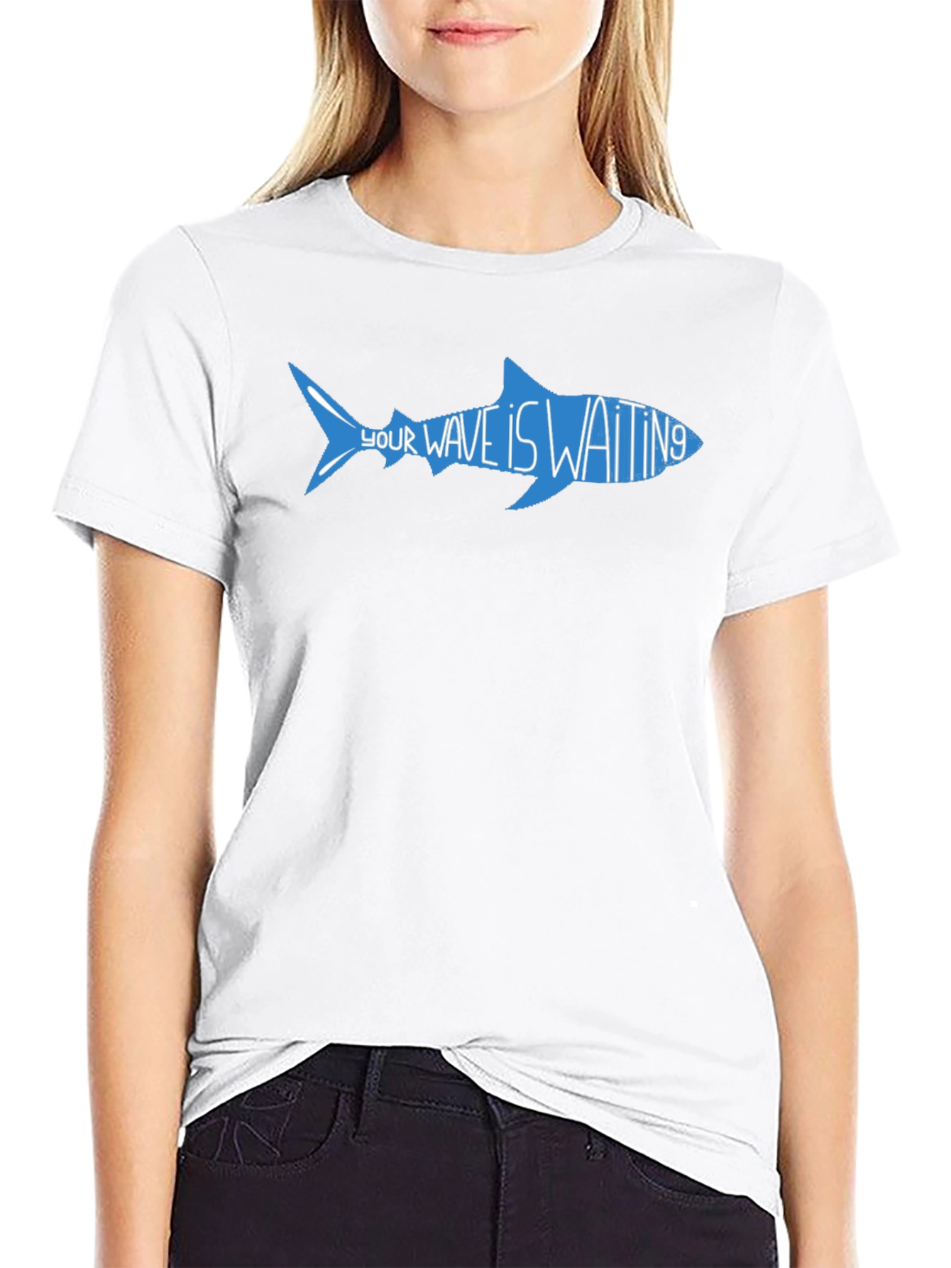 Your Wave Is Waiting Shark Graphic Tee - Black