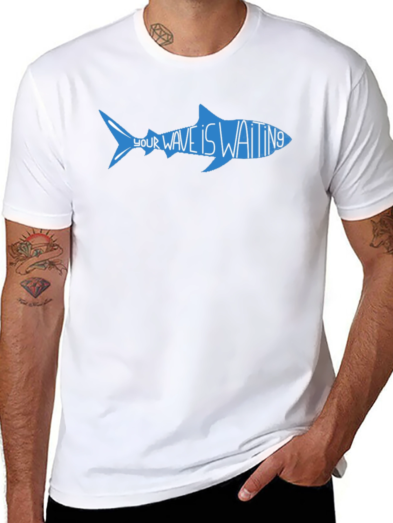 Your Wave Is Waiting Shark Graphic Tee - Black