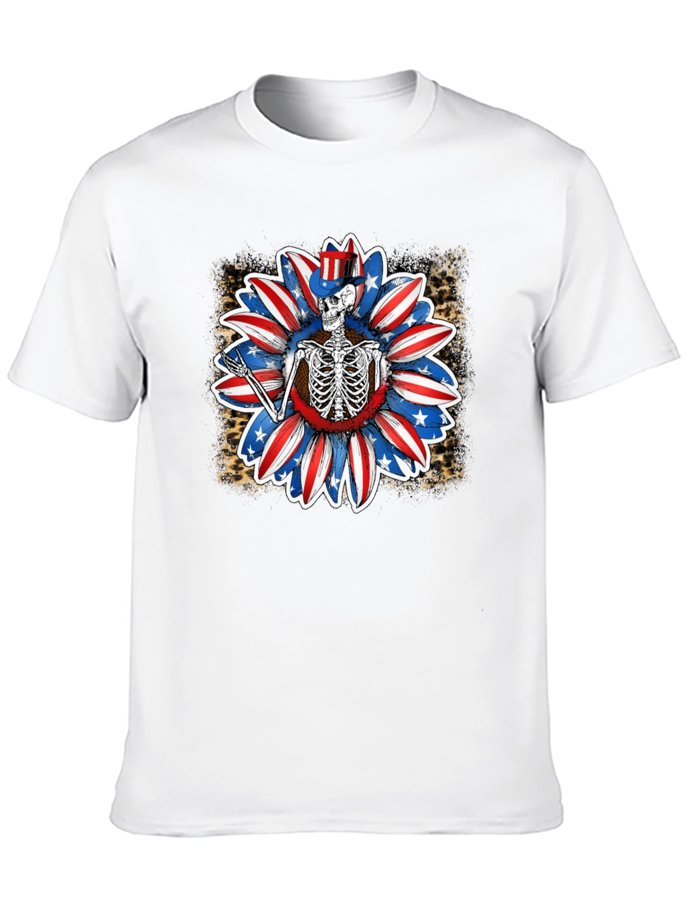 Patriotic Skeleton Sunflower Graphic Tee