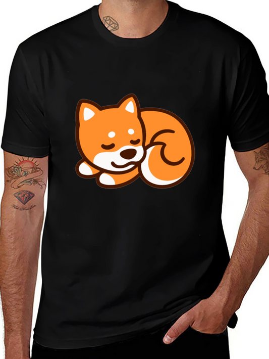 Cute Shiba Inu Dog Graphic T-Shirt - Black