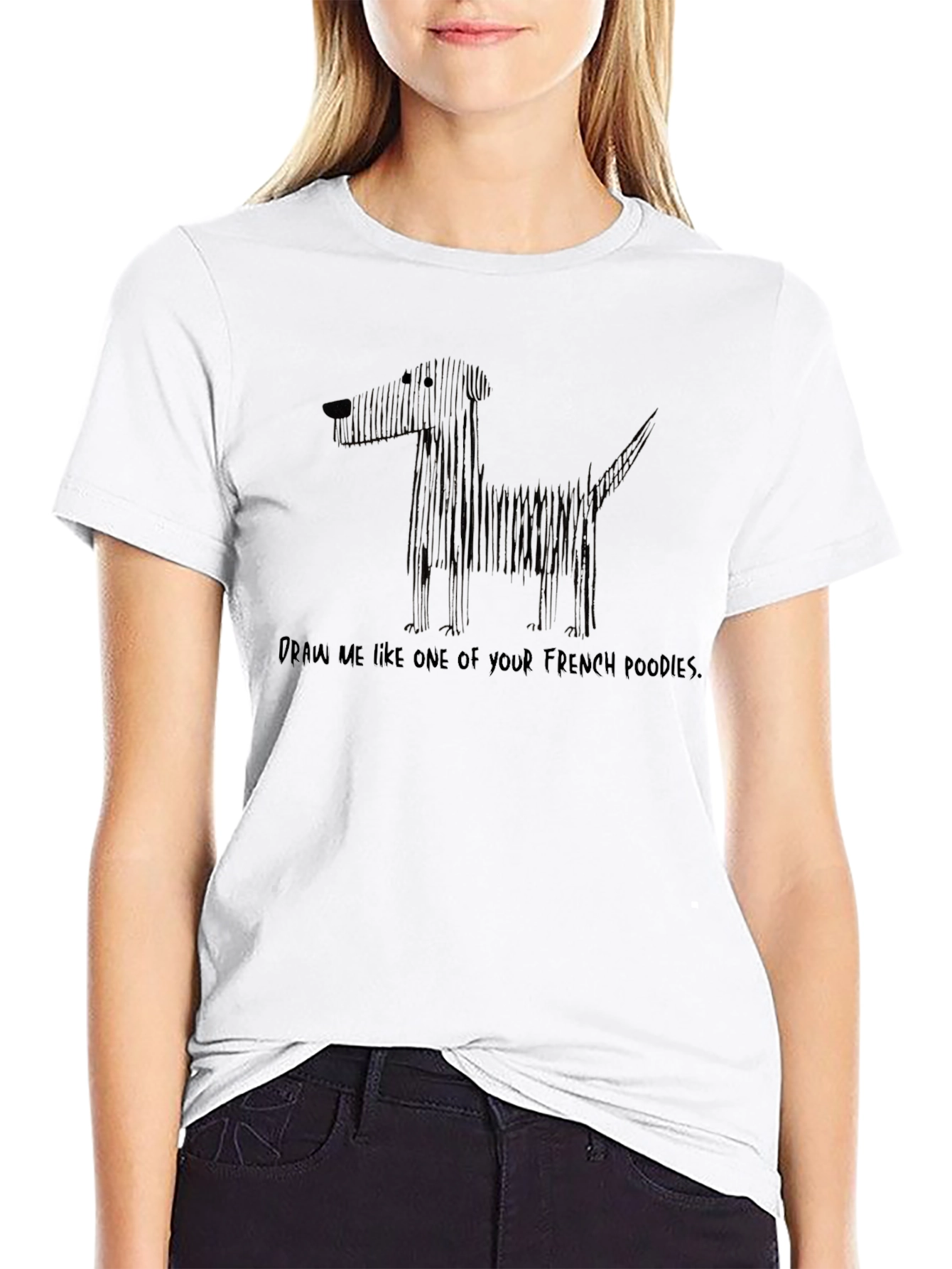 Draw Me Like French Poodles Black Graphic Tee