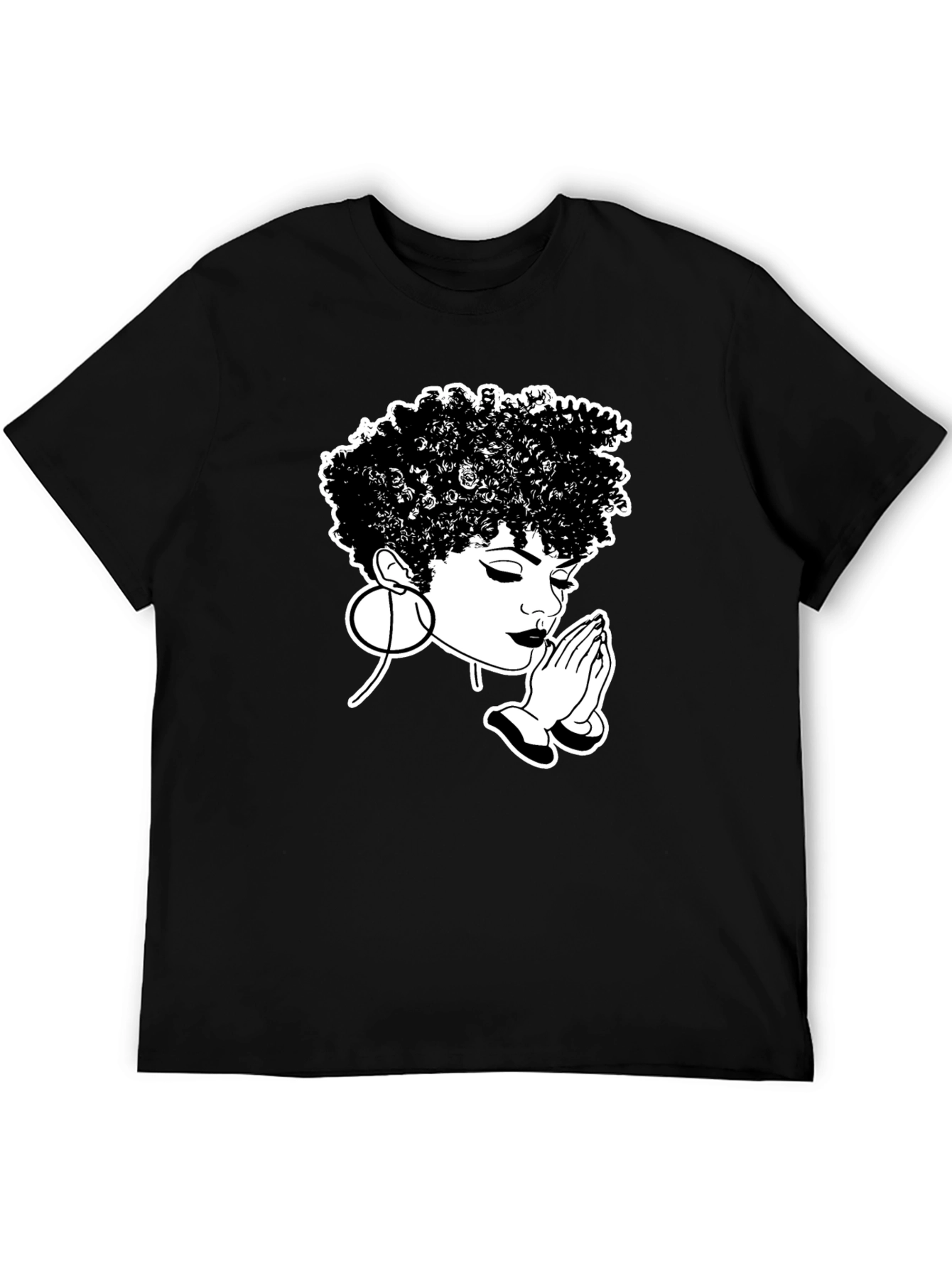 Praying Woman Graphic Tee - Stylish Black T-Shirt