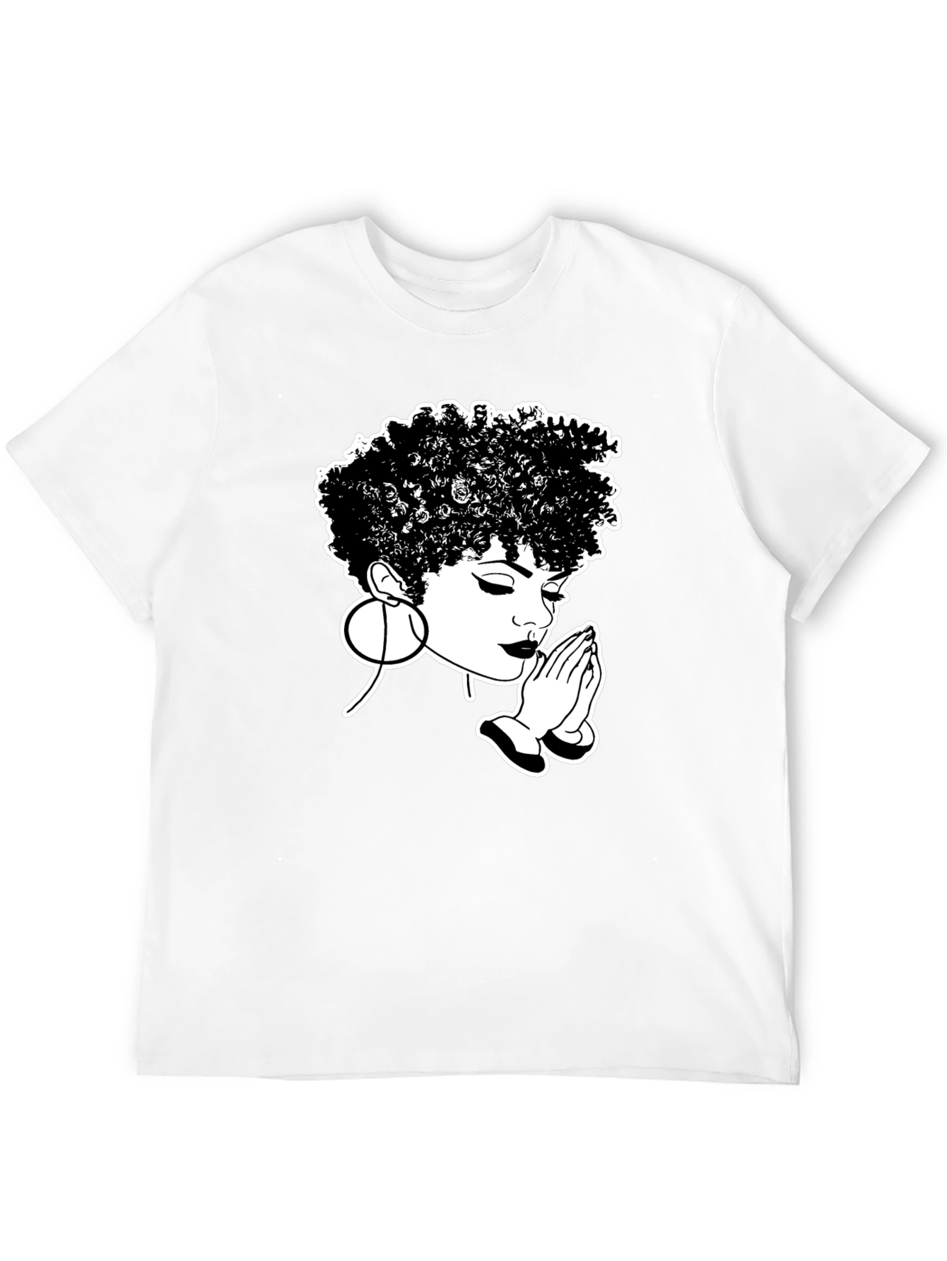 Praying Woman Graphic Tee - Stylish Black T-Shirt